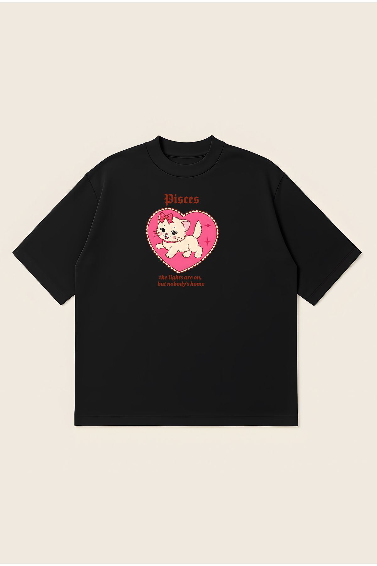 Moon Dancer Pisces Unisex Oversize Baskılı Boxy Fit Kalın Kumaşlı T-shirt