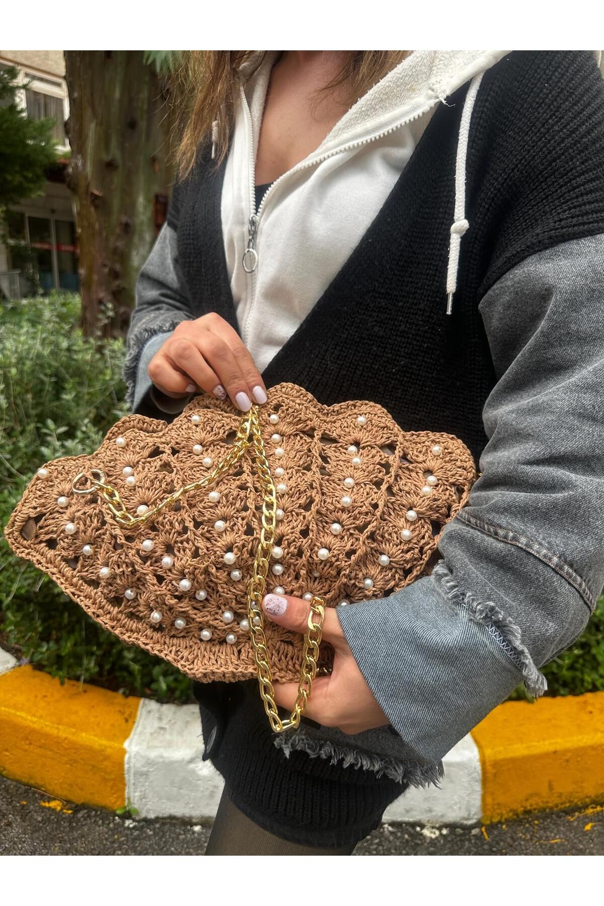 ipek butik İncili midye çanta