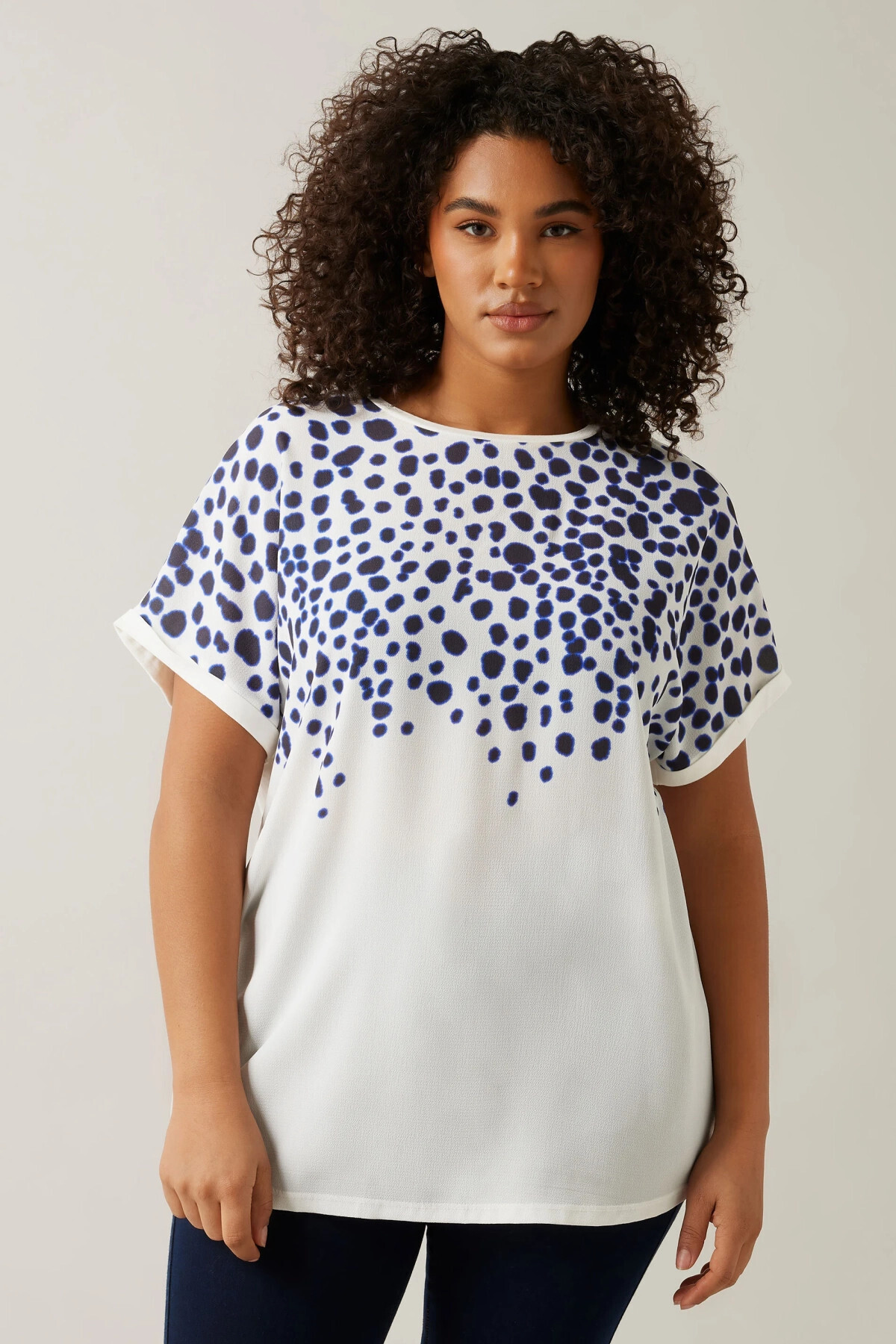Stil Diva-Plus Size Crew Neck Short Sleeve Floral Print Blouse 615860 2