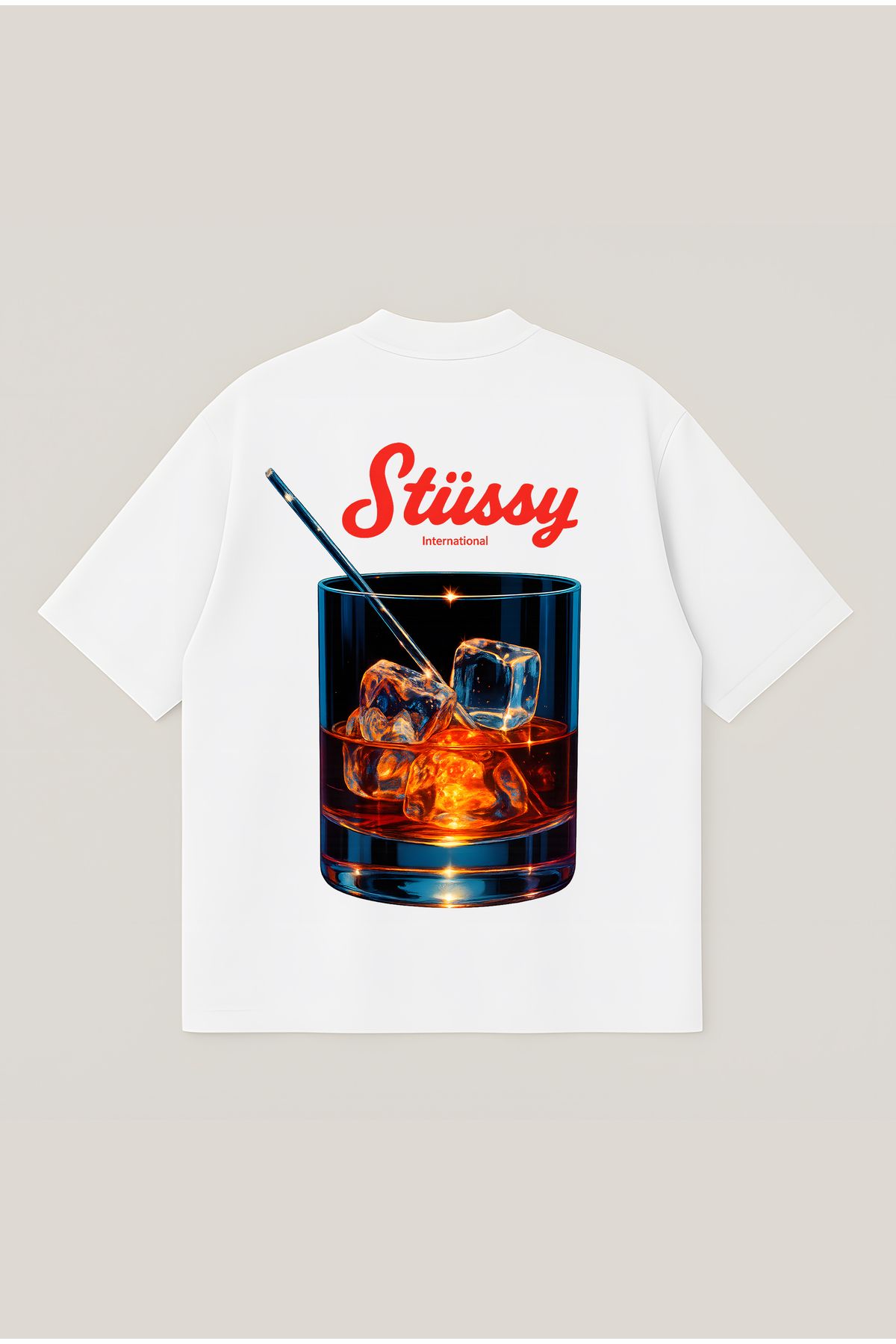 Moon Dancer Stüssy Unisex Oversize Baskılı Boxy Fit Kalın Kumaşlı T-shirt
