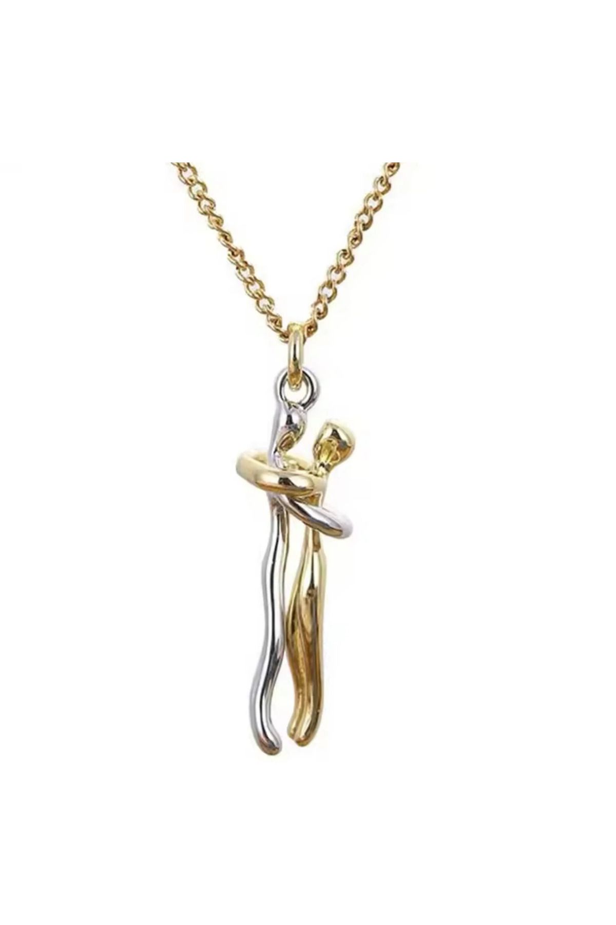Accessories Çelik Birbirine Sarılan Çift Kolyesi