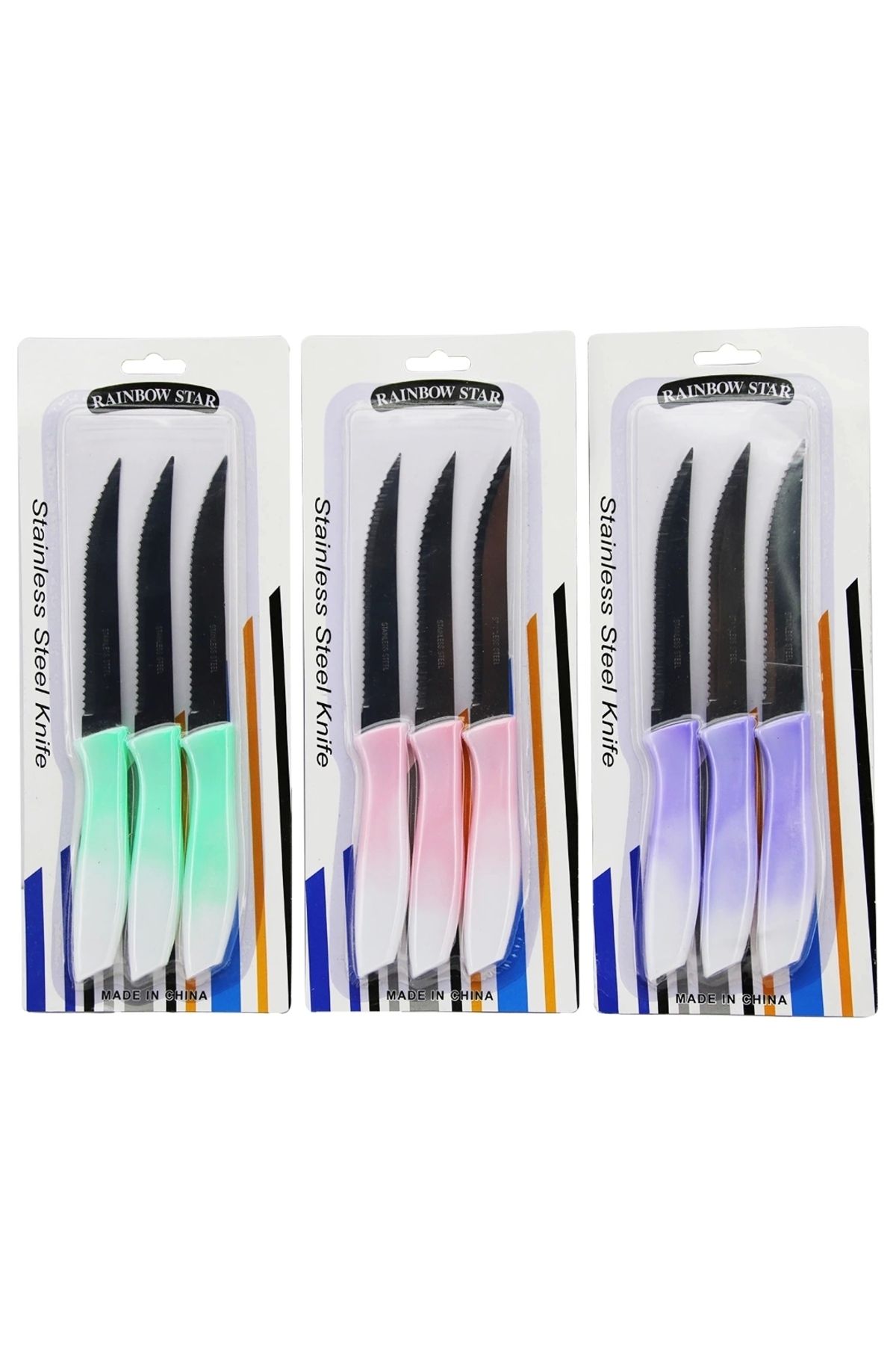 STOREMAX 3 PARÇA SEBZE - EKMEK TIRTIRLI BIÇAK - PLS.RENKLİ SAPLI (5047)