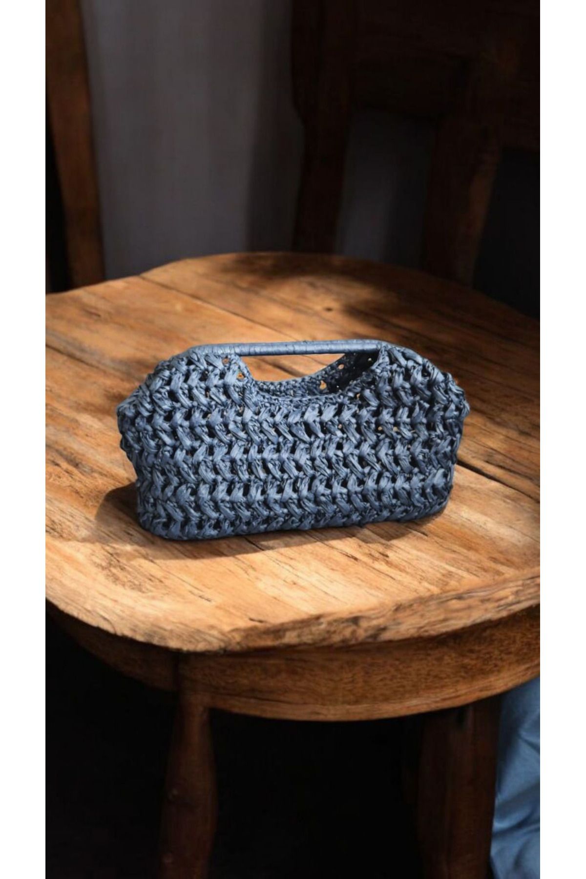 BY MİMİMU El Yapımı Rafya İp El Çantası Portföy Clutch