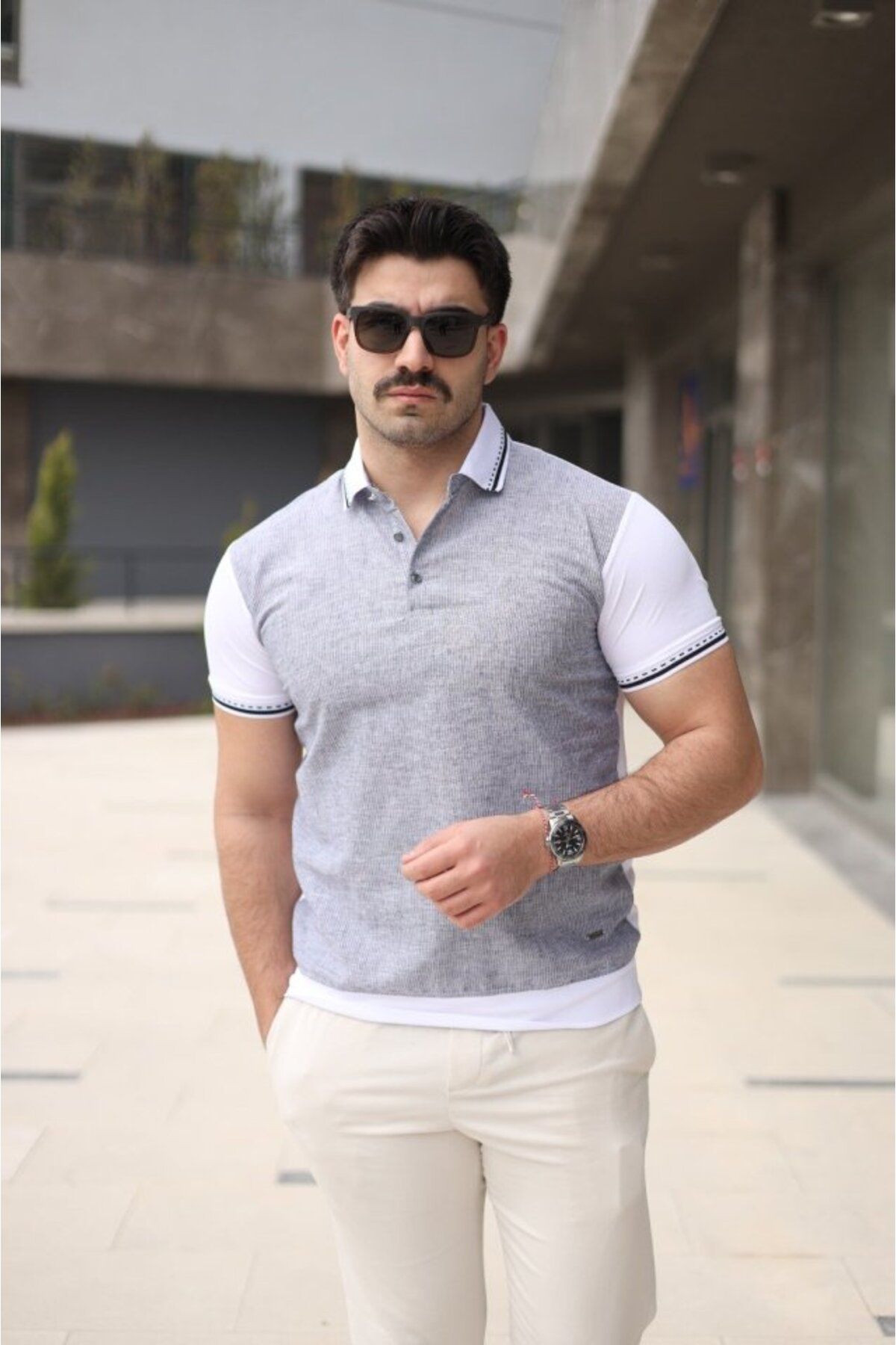 ARUZ MODA Erkek Polo Yaka Fermuar Detaylı Tişört