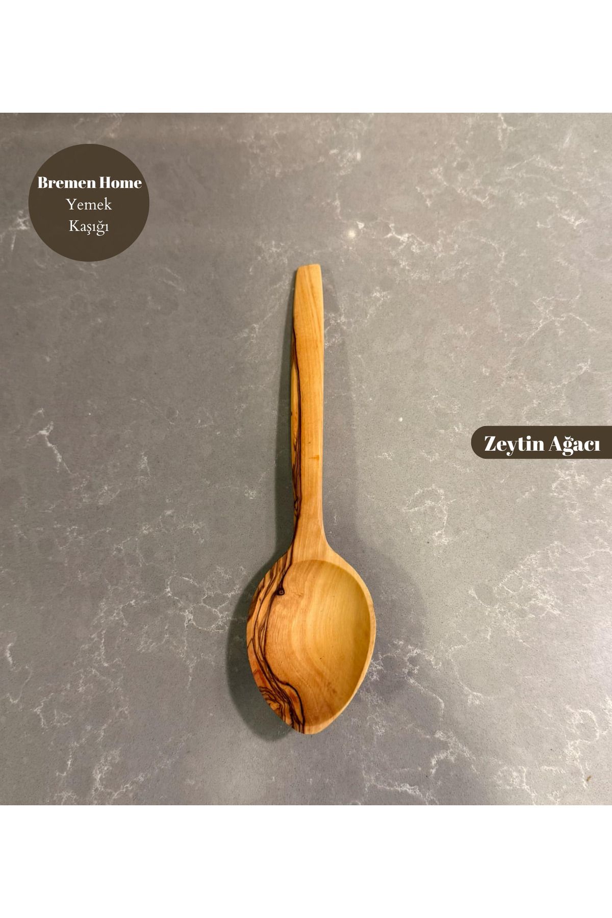 Bremen Home Zeytin Ağacı El Yapımı Ahşap Yemek Kaşığı (20 cm)