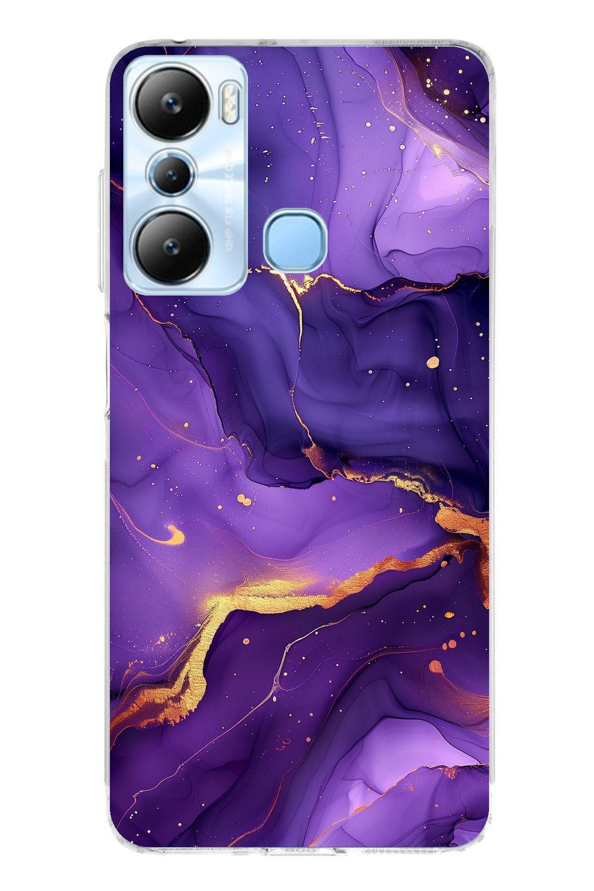 TechTree İnfinix Hot 20i Uyumlu Ametist Taşı Mor Mermer Şeffaf Silikon Kılıf