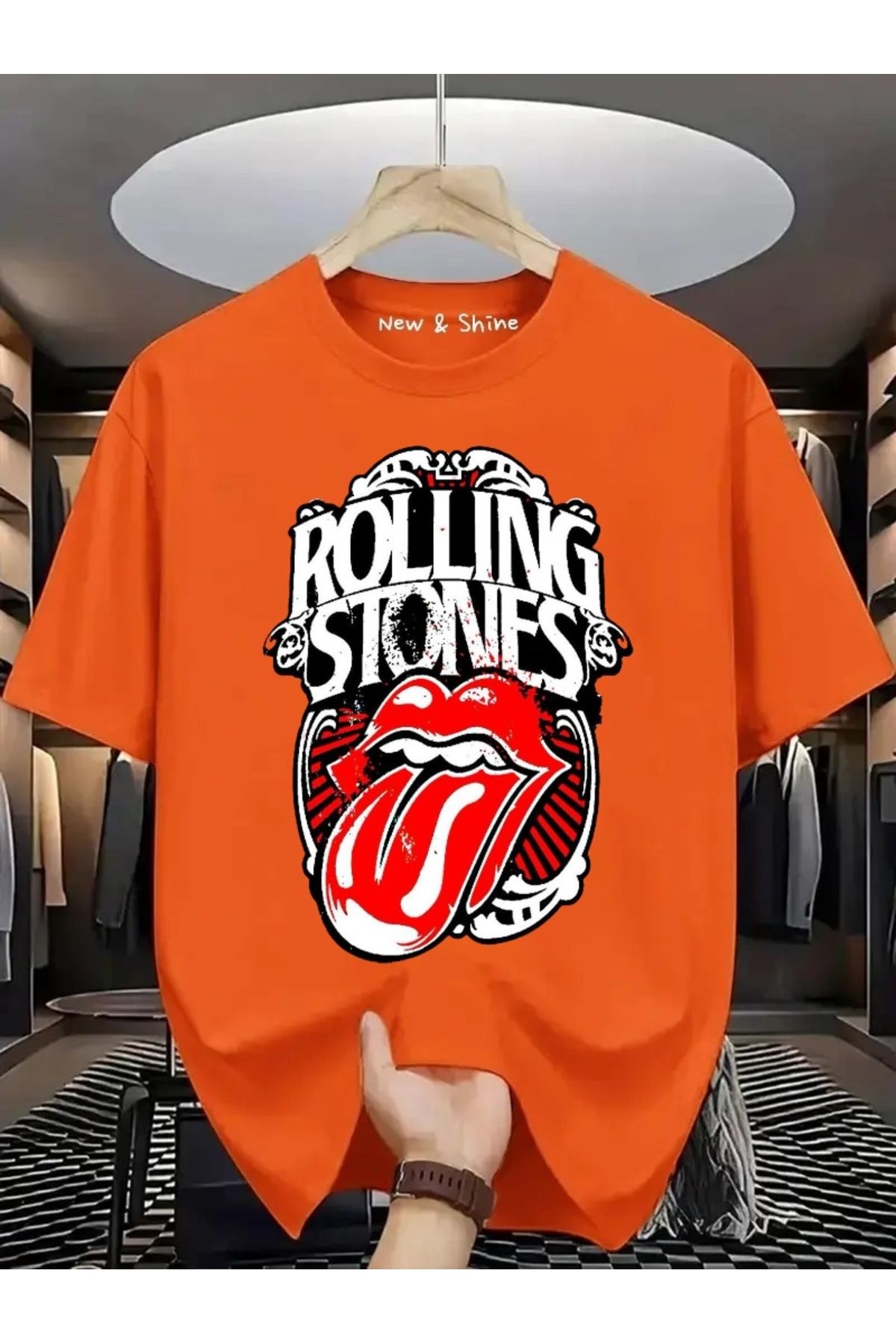 New Shine Rolling Stones Baskılı Oversize T-Shirt