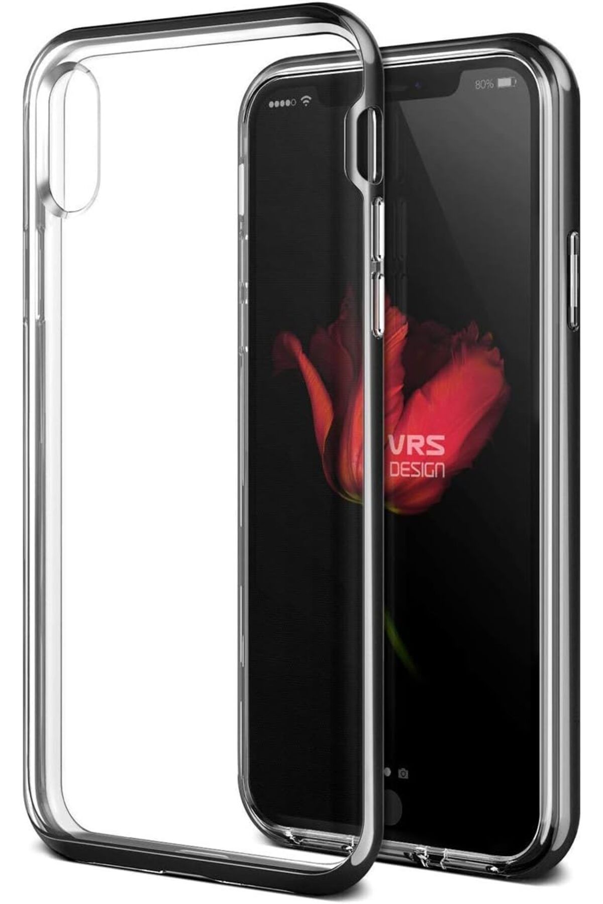 STOREMAX ysstorex Design Vrs88870 iPhone X Uyumlu Crystal Bumper Kılıf Metal Black StarColxlection 655141