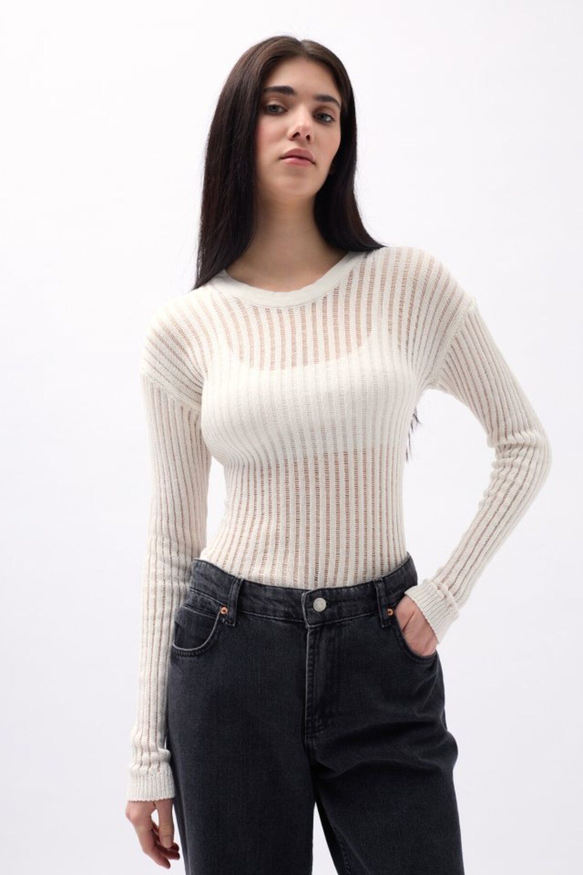 ARUZ MODA Fitilli Transparan Bluz