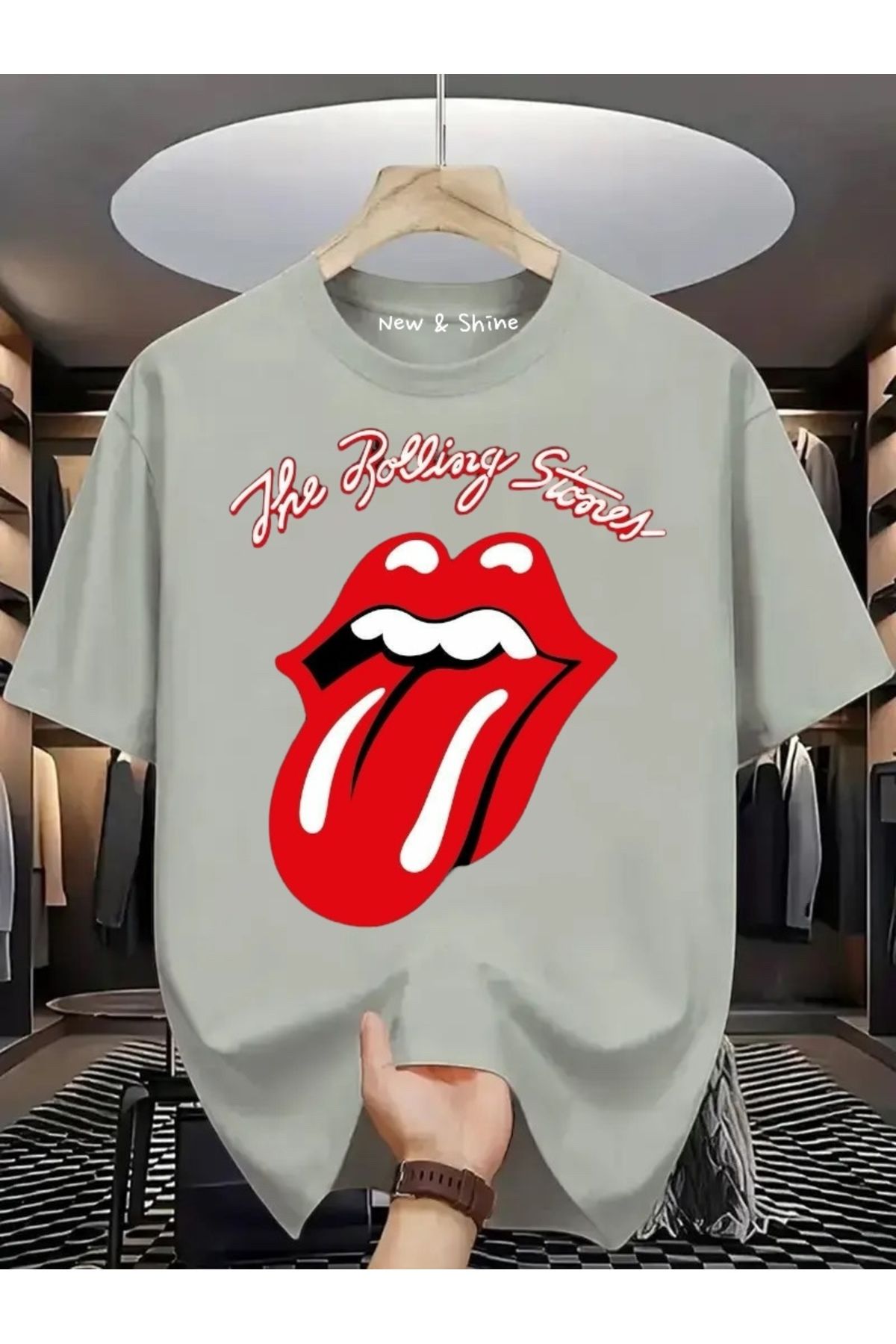New Shine Rolling Stones Baskılı Oversize T-Shirt