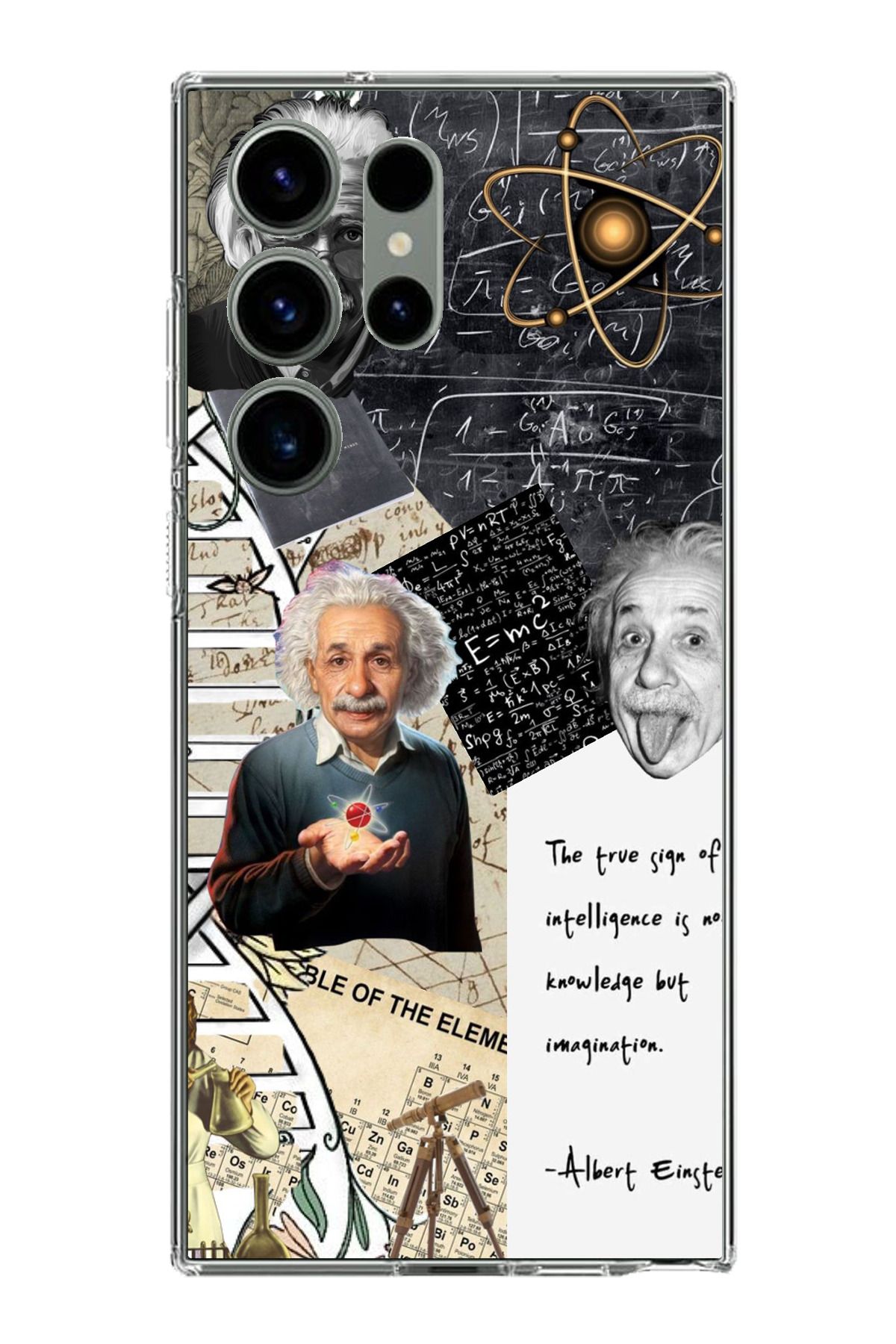 TechTree Samsung Galaxy S23 Ultra Uyumlu Albert Einstein Şeffaf Silikon Kılıf
