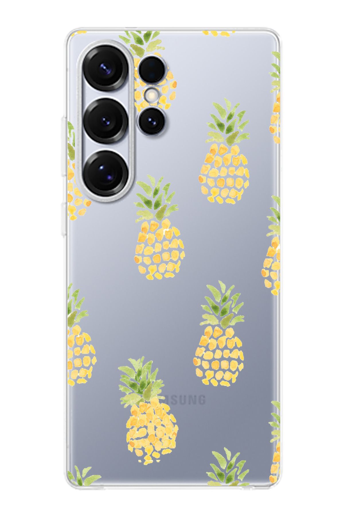 TechTree Samsung Galaxy S25 ULTRA Uyumlu Ananas Tasarımlı Şeffaf Silikon Kılıf