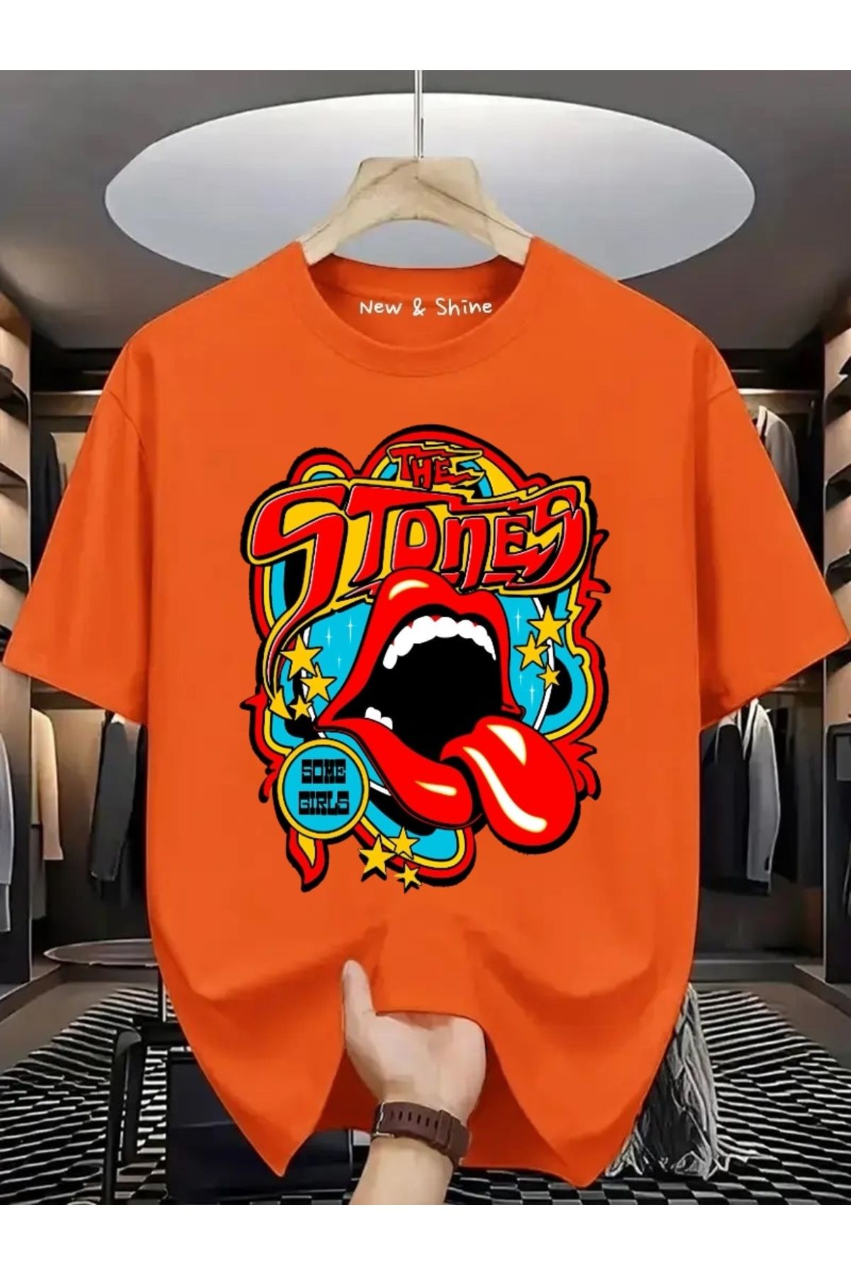 New Shine Rolling Stones Büyük Beden Oversize T-Shirt
