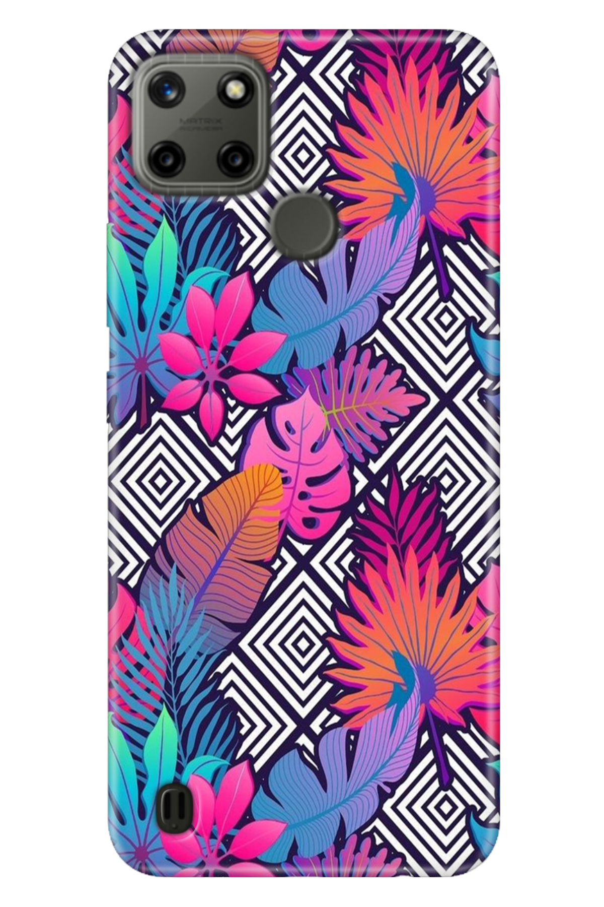 Realme C21Y - Realme C25Y Sheath Colorful TPU UV Printed Patterned Silicone Botanical