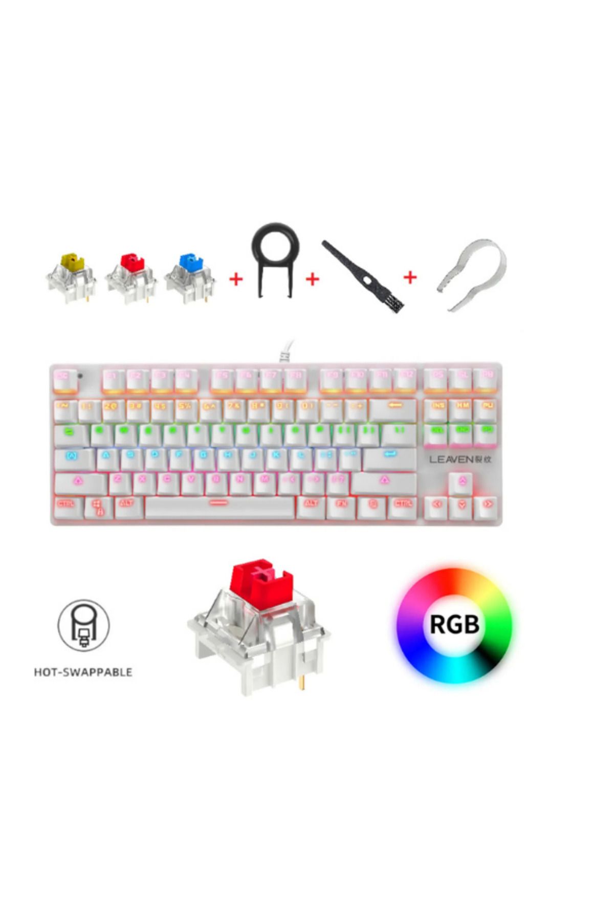 Hietech Kablolu Oyuncu Klavyesi Mekanik Q Klavye Led Rgb Işıklı Gaming Klavye Leaven K550