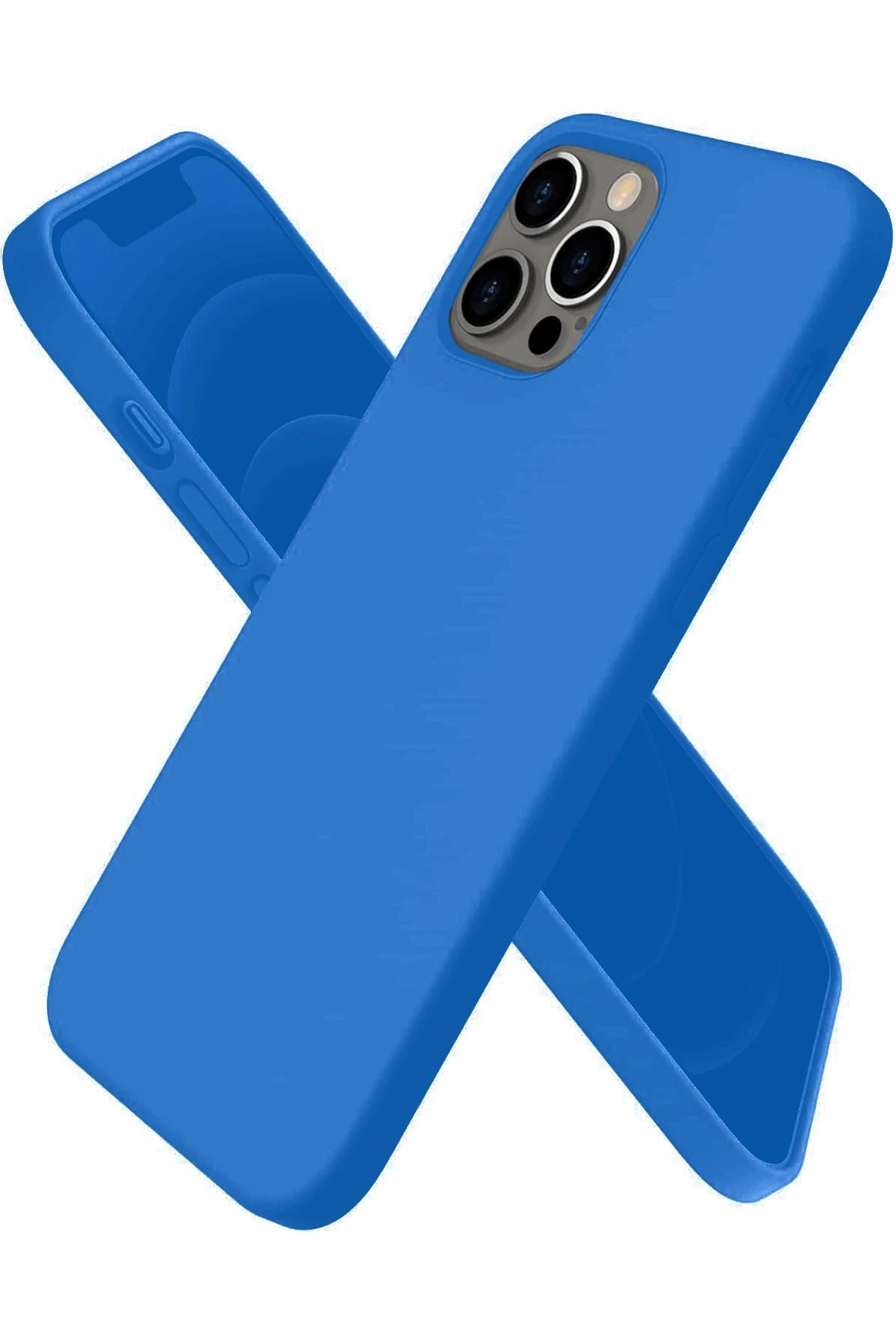 NewFace iPhone 12 Pro Max Kılıf First Silikon - Mavi SVLRS