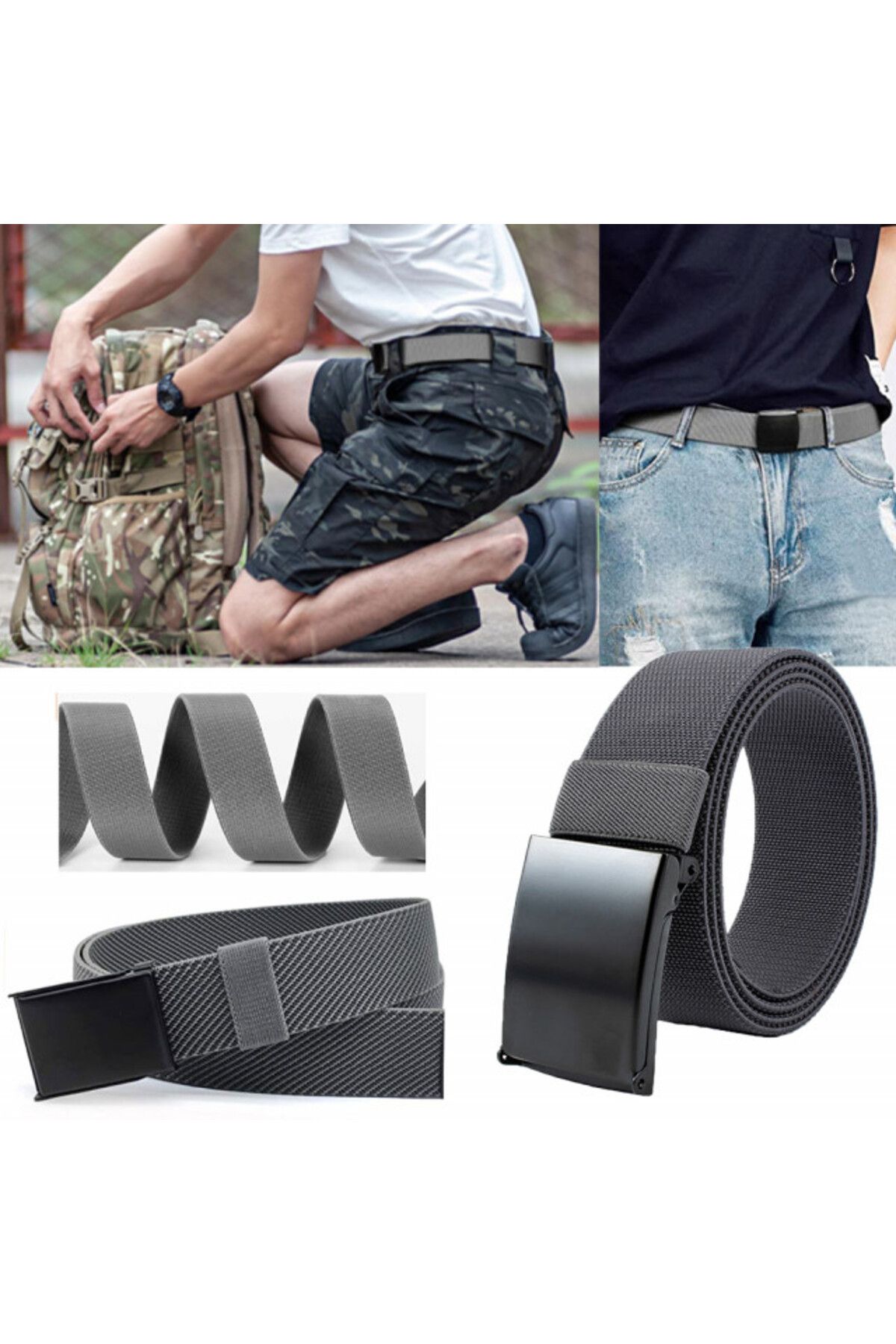 PUFO-Army Elite Edition men's belt 3.8 x 125 cm, adjustable, gray 2