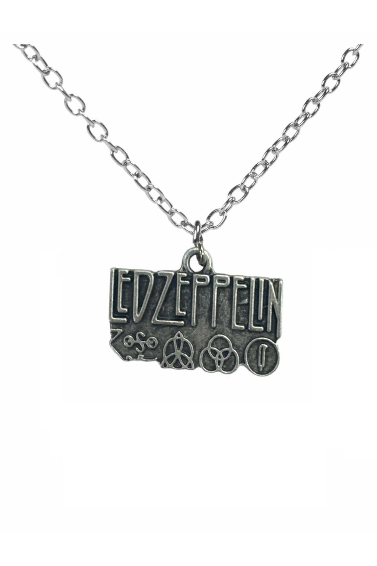 Herşey Nota Led Zeppelin Kolye 60 cm Zincirli Metal Rock Aksesuarı, Unisex Tasarım