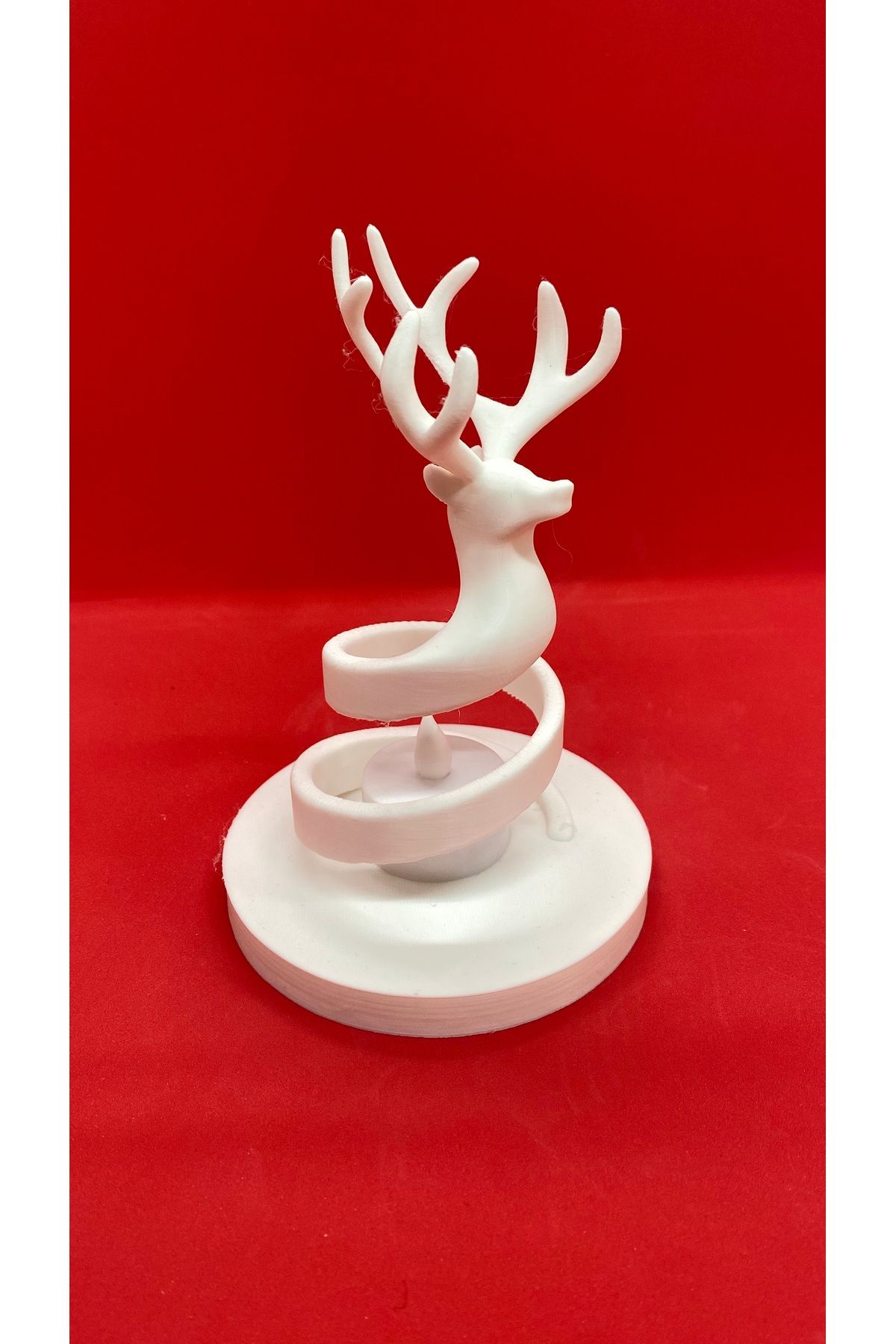 Güneş Sanat Evi Dekoratif Geyik Model Mumluk + Led Mum