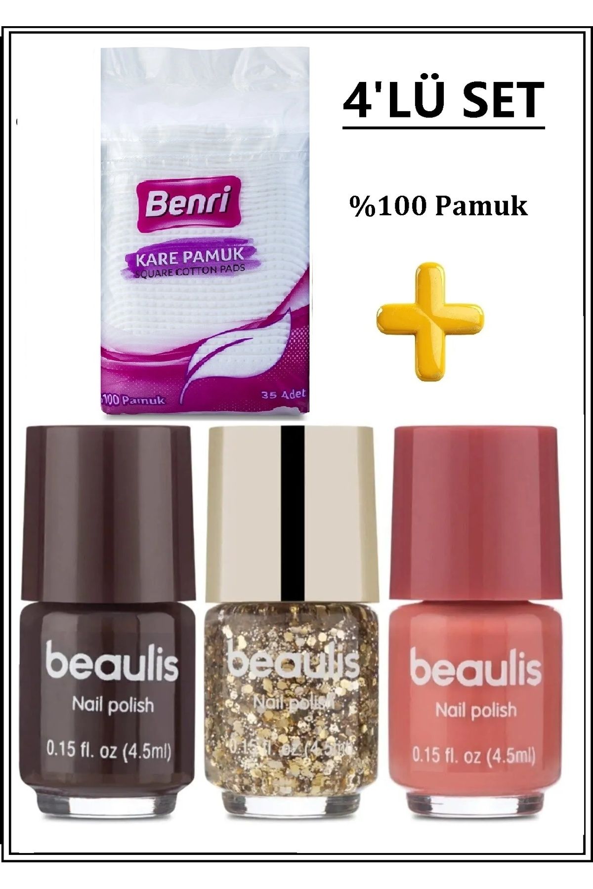 Benri Kare Pamuk + Sunset Nail Polish Oje Seti - 4 Adet Set
