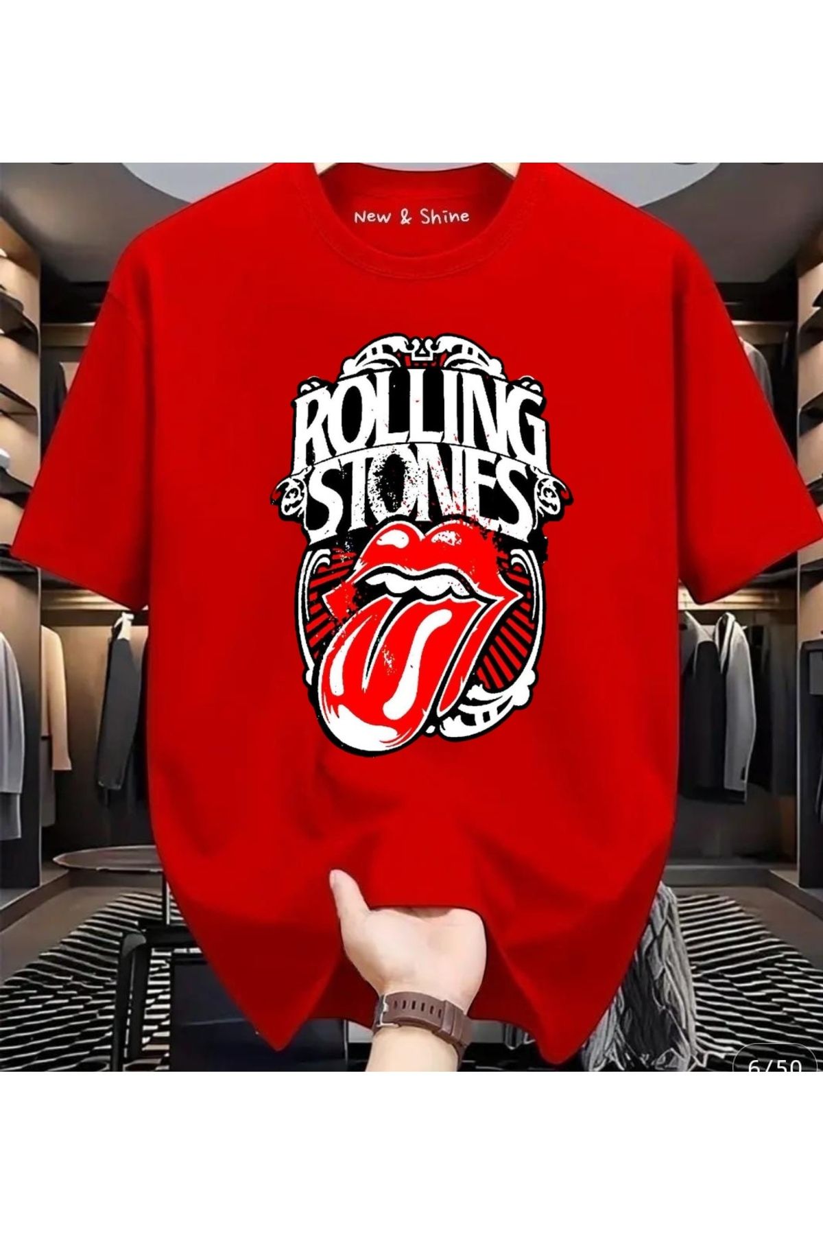 New Shine Rolling Stones Baskılı Oversize T-Shirt