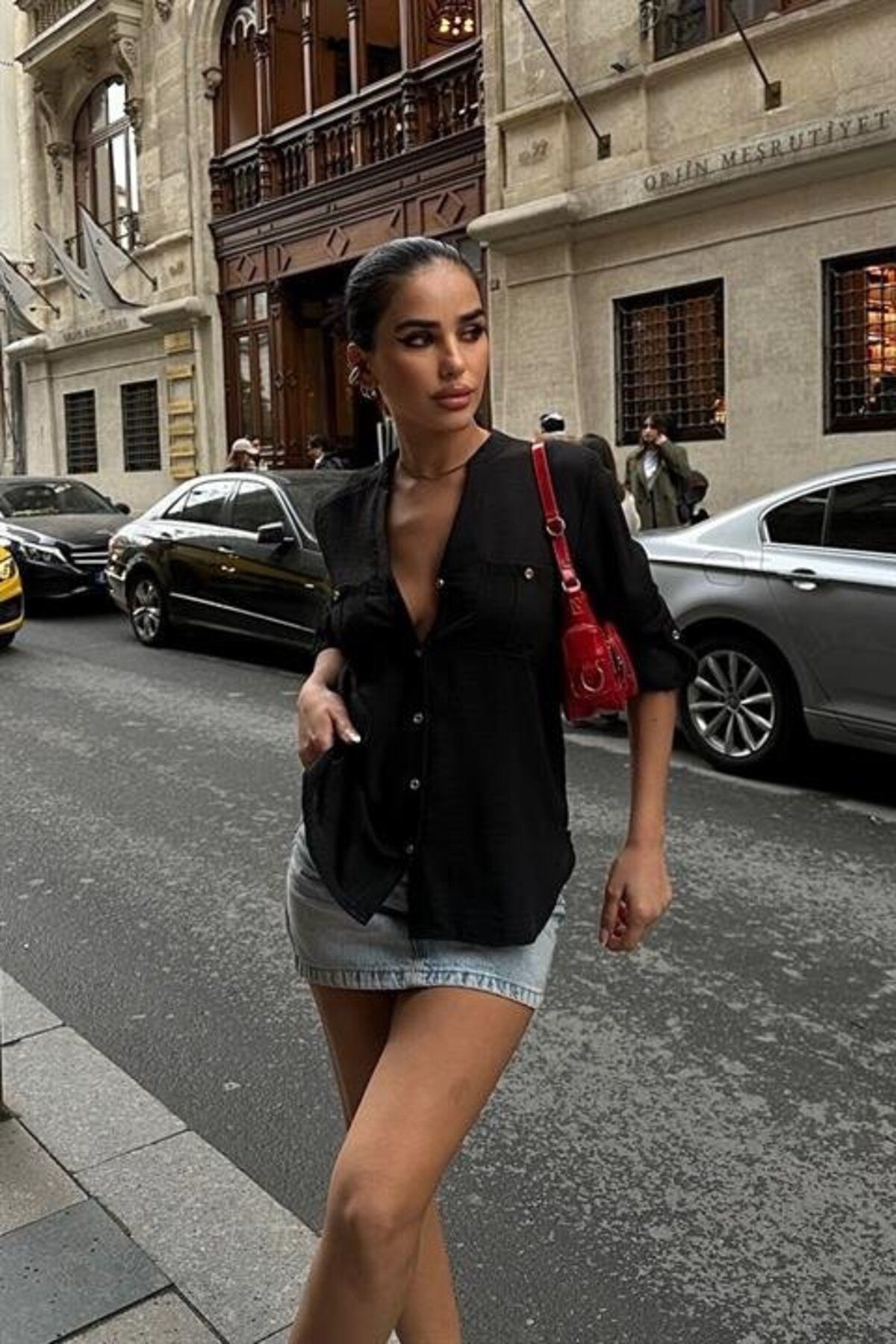 ARUZ MODA Poulina Flamlı Keten Gömlek 3257-08
