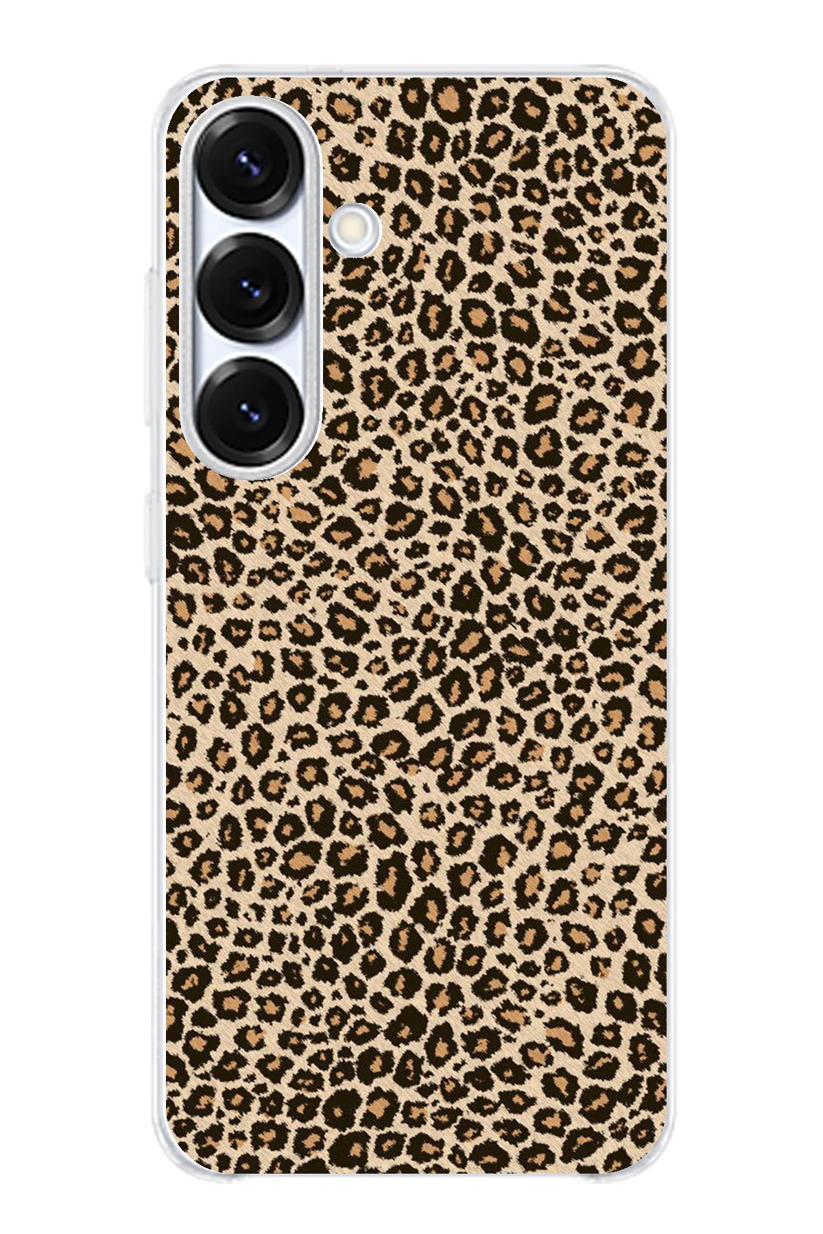 TechTree Samsung Galaxy S25 Uyumlu Leopar Tasarımlı Şeffaf Silikon Kılıf