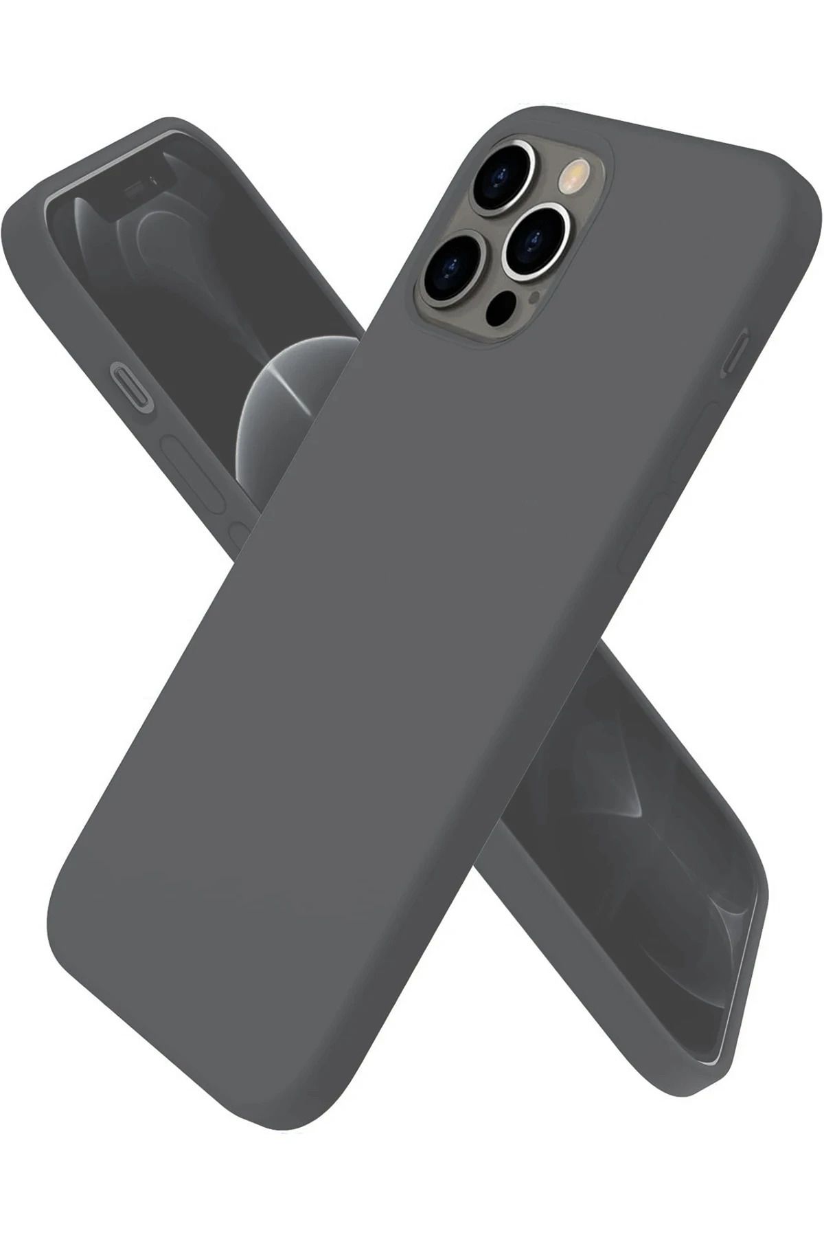 NewFace iPhone 12 Pro Max Kılıf First Silikon - Gri WLZOR