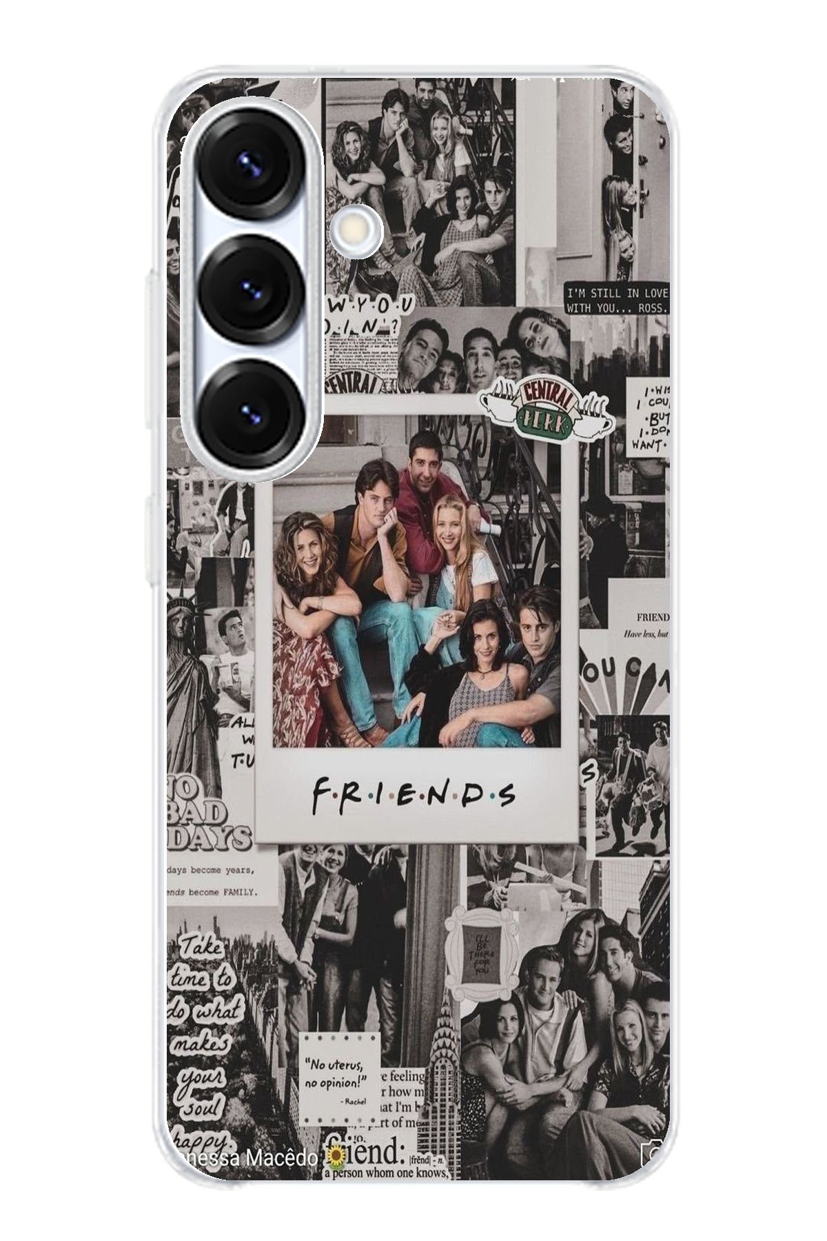 TechTree Samsung Galaxy S25 Uyumlu Friends Nostalji Tasarımlı Tasarımlı Şeffaf Silikon Kılıf