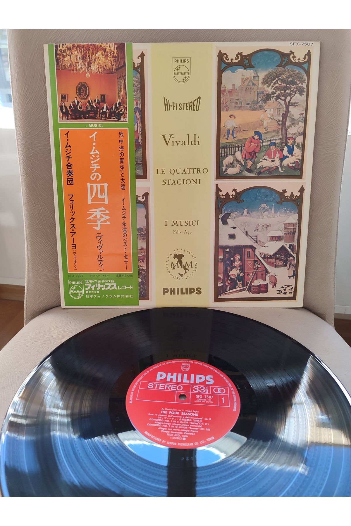 Plakperest VIVALDI - The Four Seasons - Felix Ayo 1960 Japonya Basım 33lük Plak -Obi’li / Nota Insertli 2.el