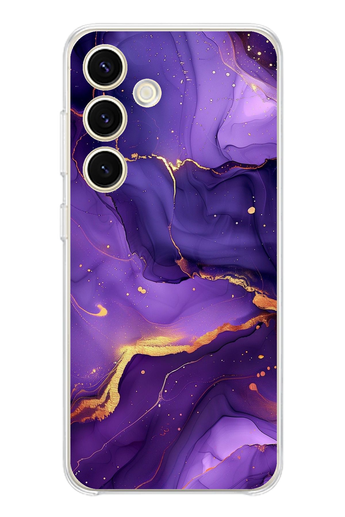 TechTree Samsung Galaxy S24 Uyumlu Ametist Taşı Mor Mermer Şeffaf Silikon Kılıf