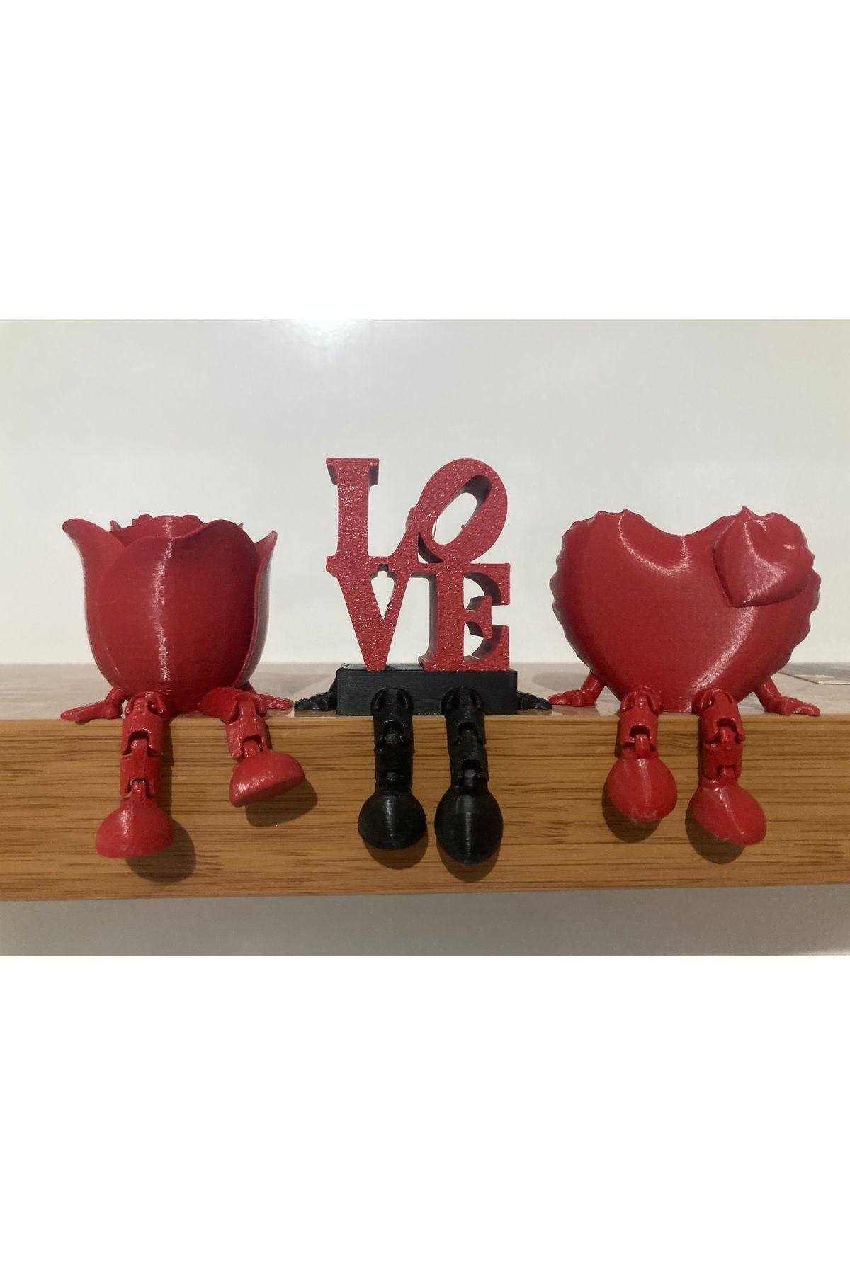 Aslan Anneler gününe özel sevimli biblolar 3’lü set kalp,gül ve love yazısı