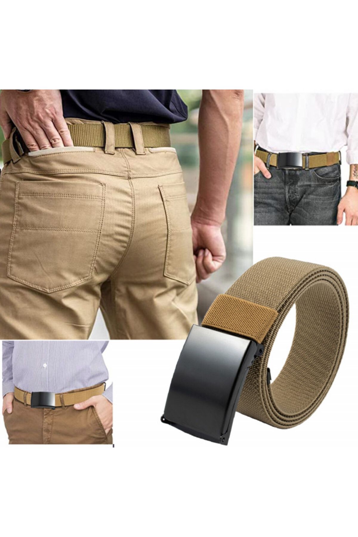 PUFO-Army Elite Edition men's belt 3.8 x 125 cm, adjustable, beige 2