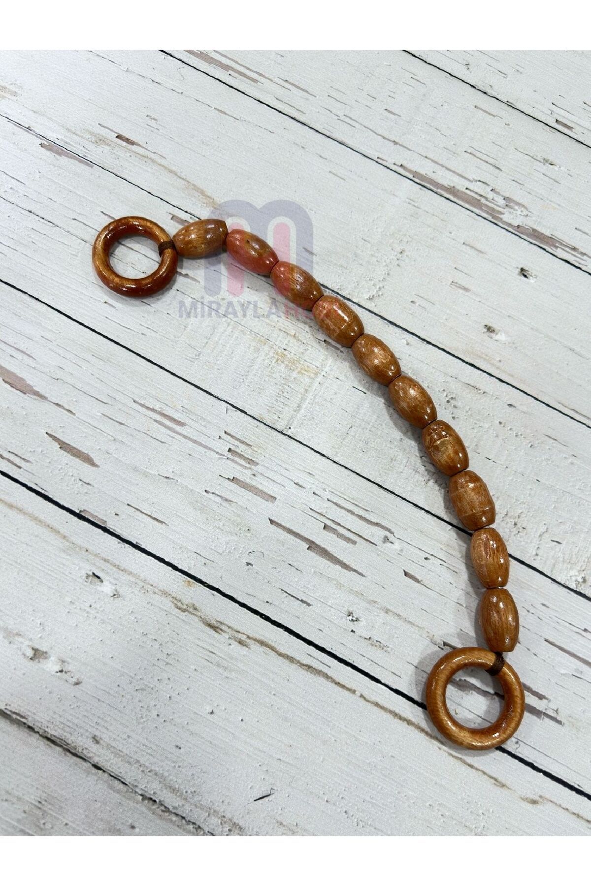 miraylahobi Ahşap Boncuklu Çanta Askısı Ceviz Oval Boncuklu 40 Cm 1 Adet