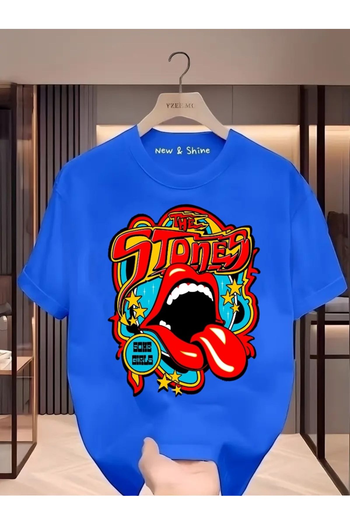 New Shine Rolling Stones Baskılı Oversize T-Shirt