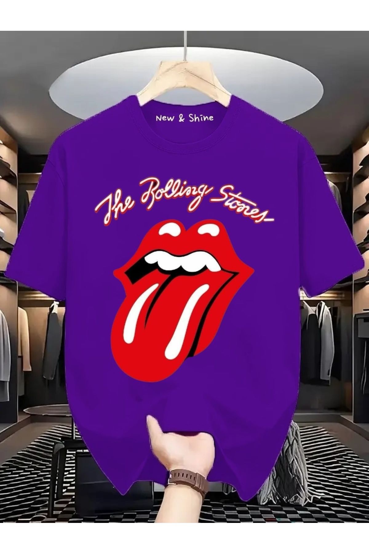 New Shine Rolling Stones Baskılı Oversize T-Shirt