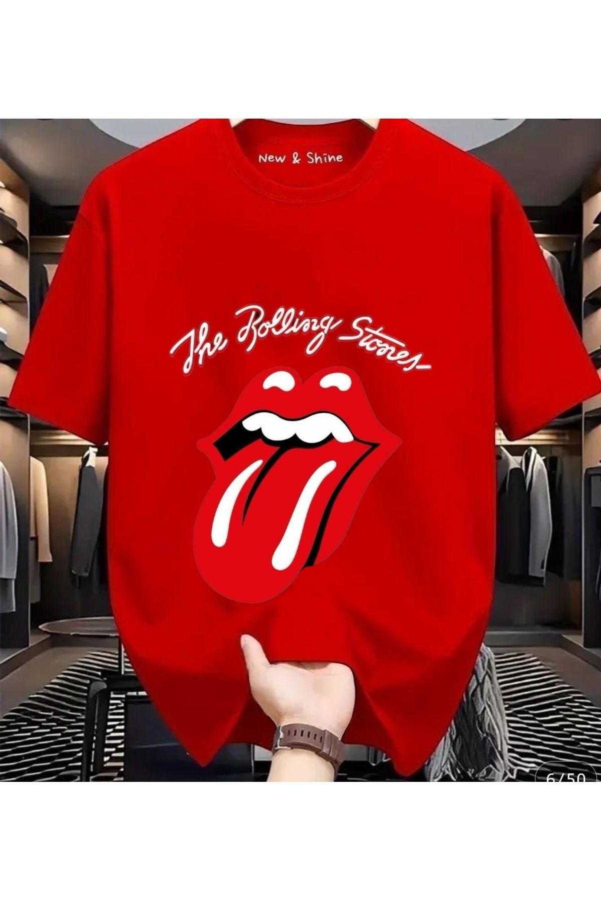 New Shine Rolling Stones Büyük Beden Oversize T-Shirt