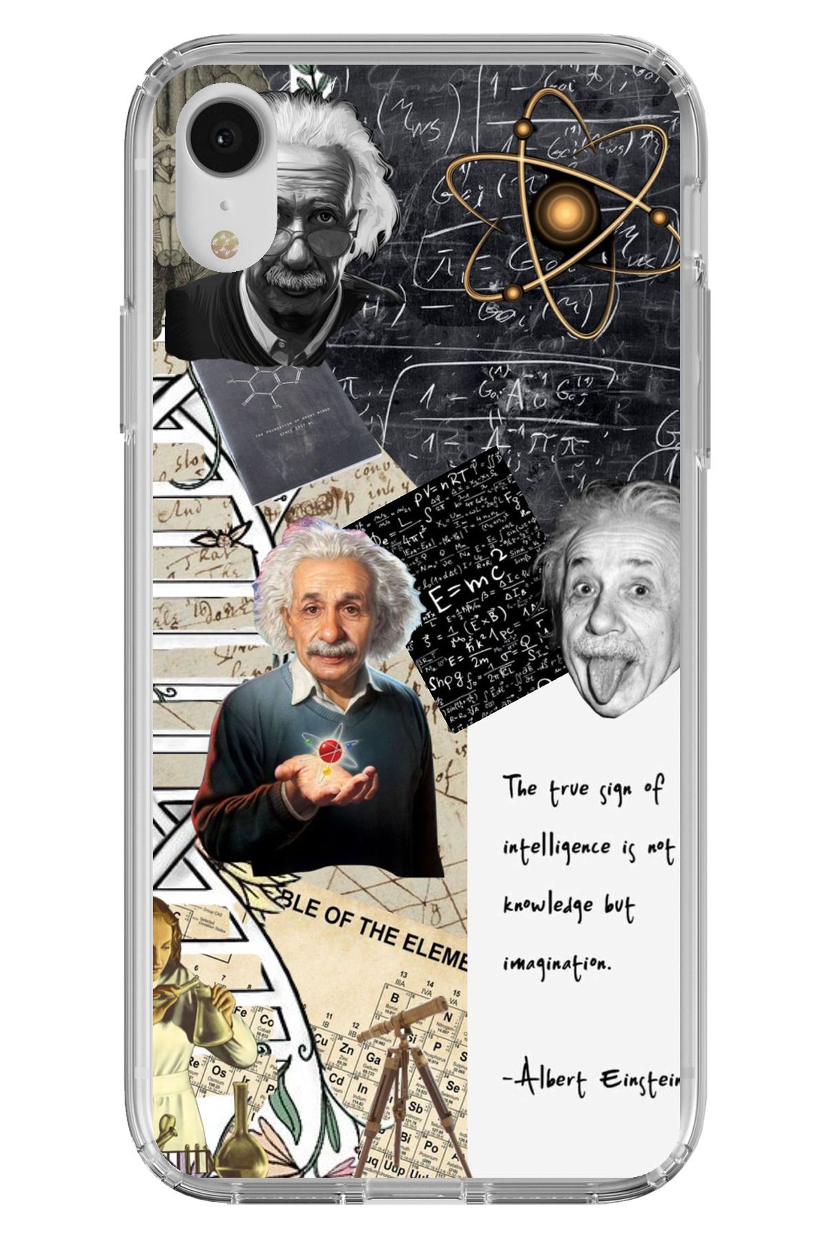 TechTree iPhone XR Uyumlu Albert Einstein Şeffaf Silikon Kılıf