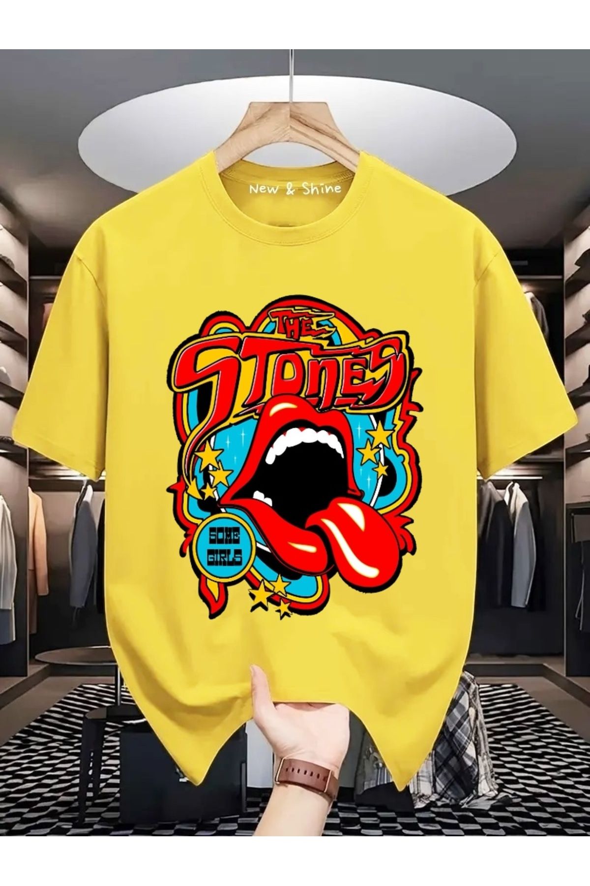 New Shine Rolling Stones Baskılı Oversize T-Shirt