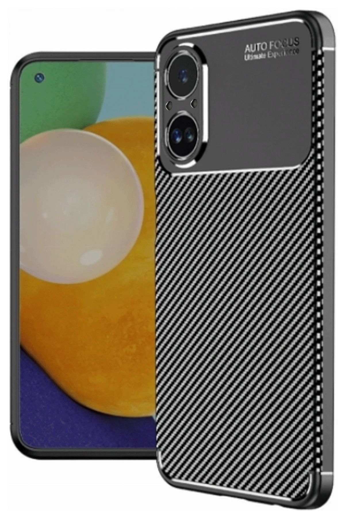 NewFace Realme 12 Lite Kılıf Auto Focus Karbon Kapak - Siyah SVLRS