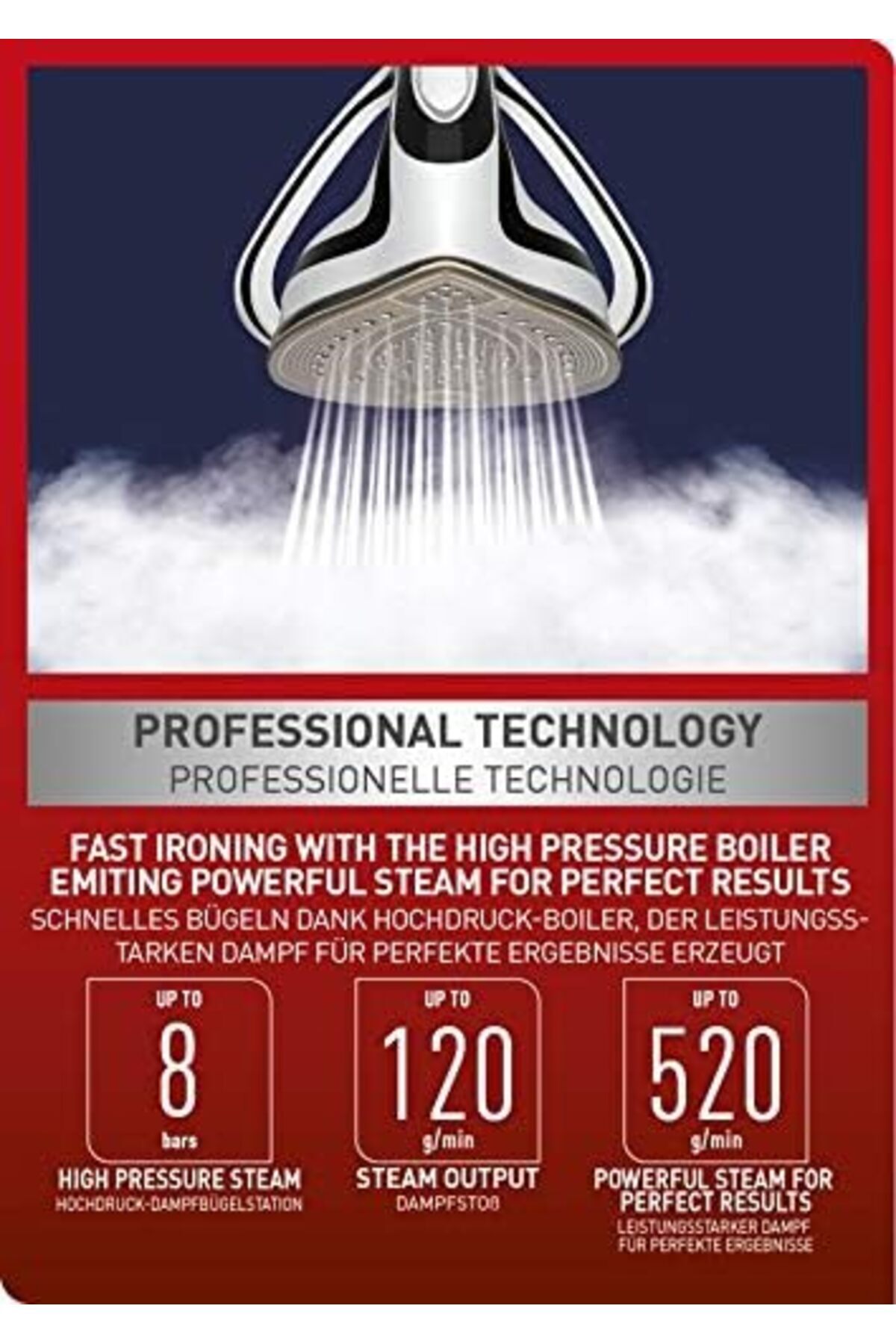 TEFAL-High Pressure Steam Generator Iron, Pro Express Ultimate, Black & White, 1.9 L, GV9550 7