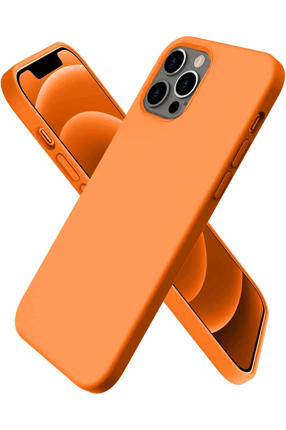 NewFace iPhone 12 Pro Kılıf First Silikon - Turuncu SVLRS