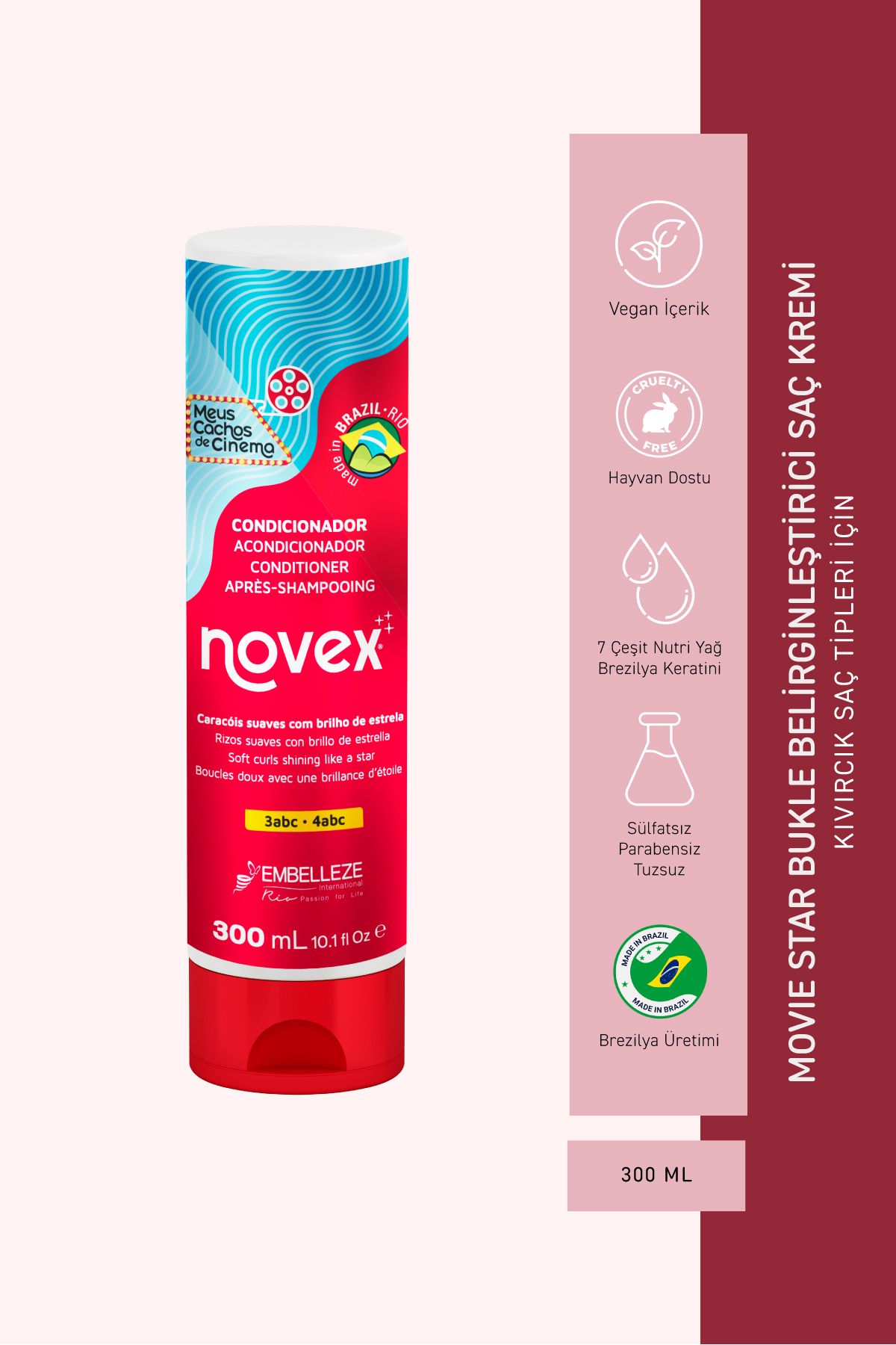 Movie Star - Kıvırcık Saçlar Için Ekstra Parlaklık Veren Bukle Belirginleştirici Saç Kremi 300ml