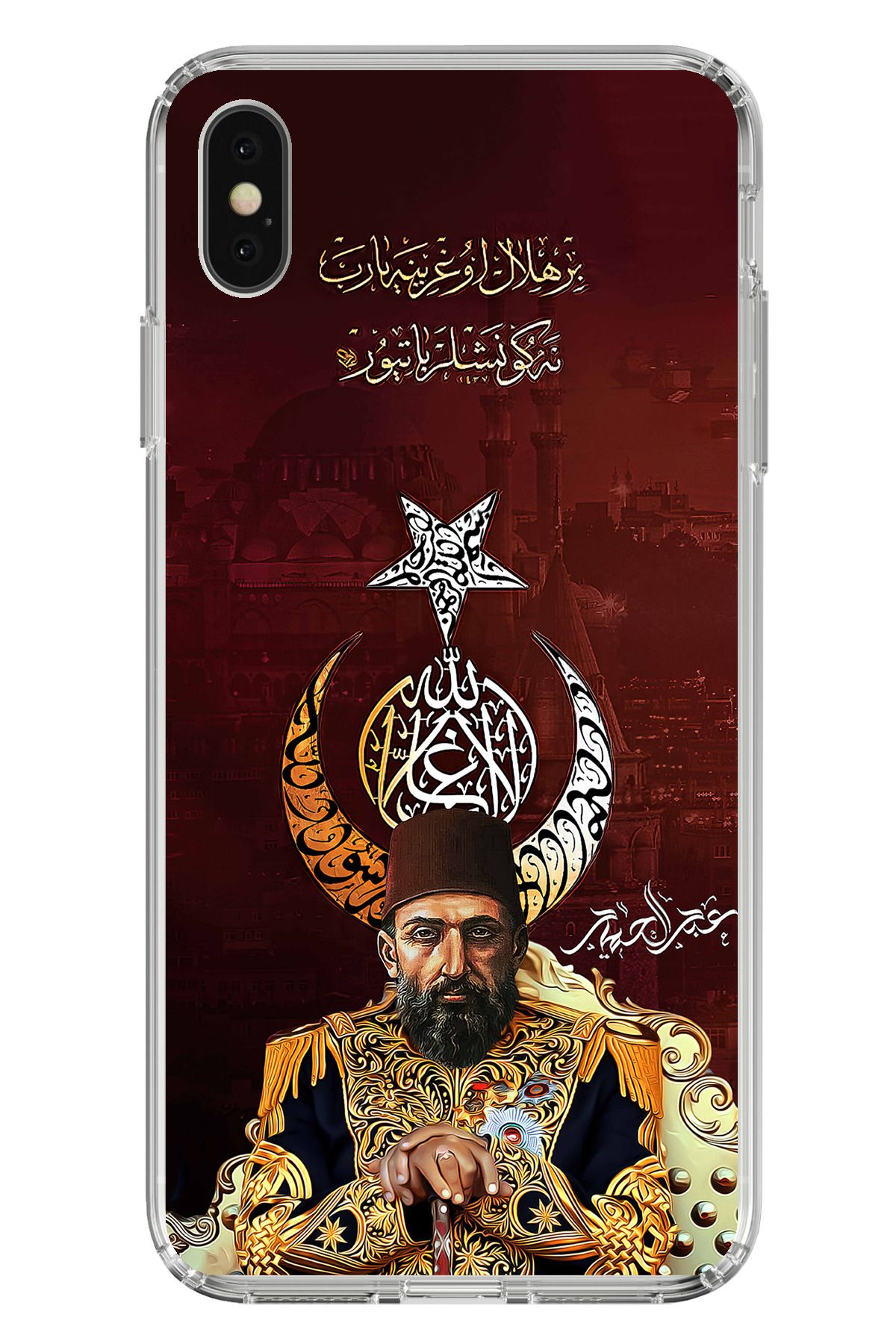 TechTree iPhone X / XS Uyumlu Abdülhamid Han Şeffaf Silikon Kılıf