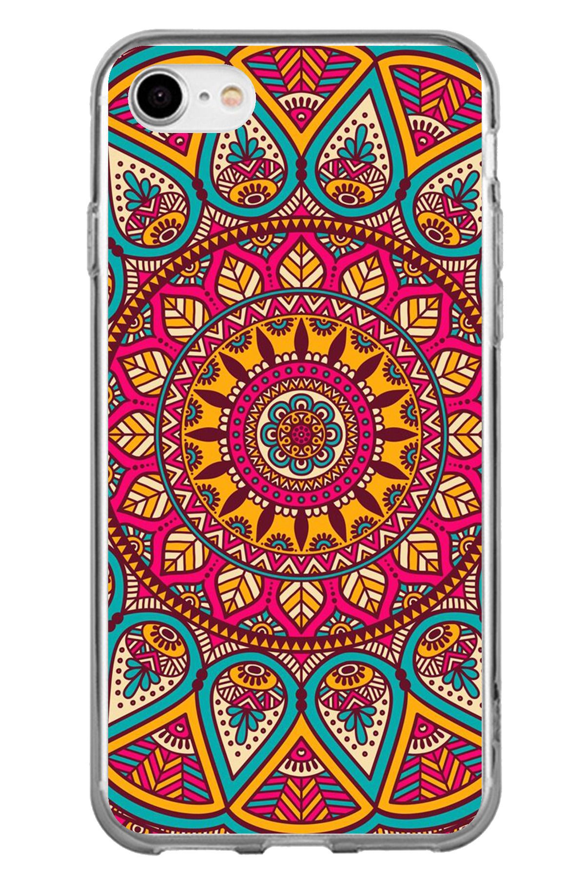 TechTree iPhone 7 - 8 - SE 2020 Uyumlu Mandala Şeffaf Silikon Kılıf