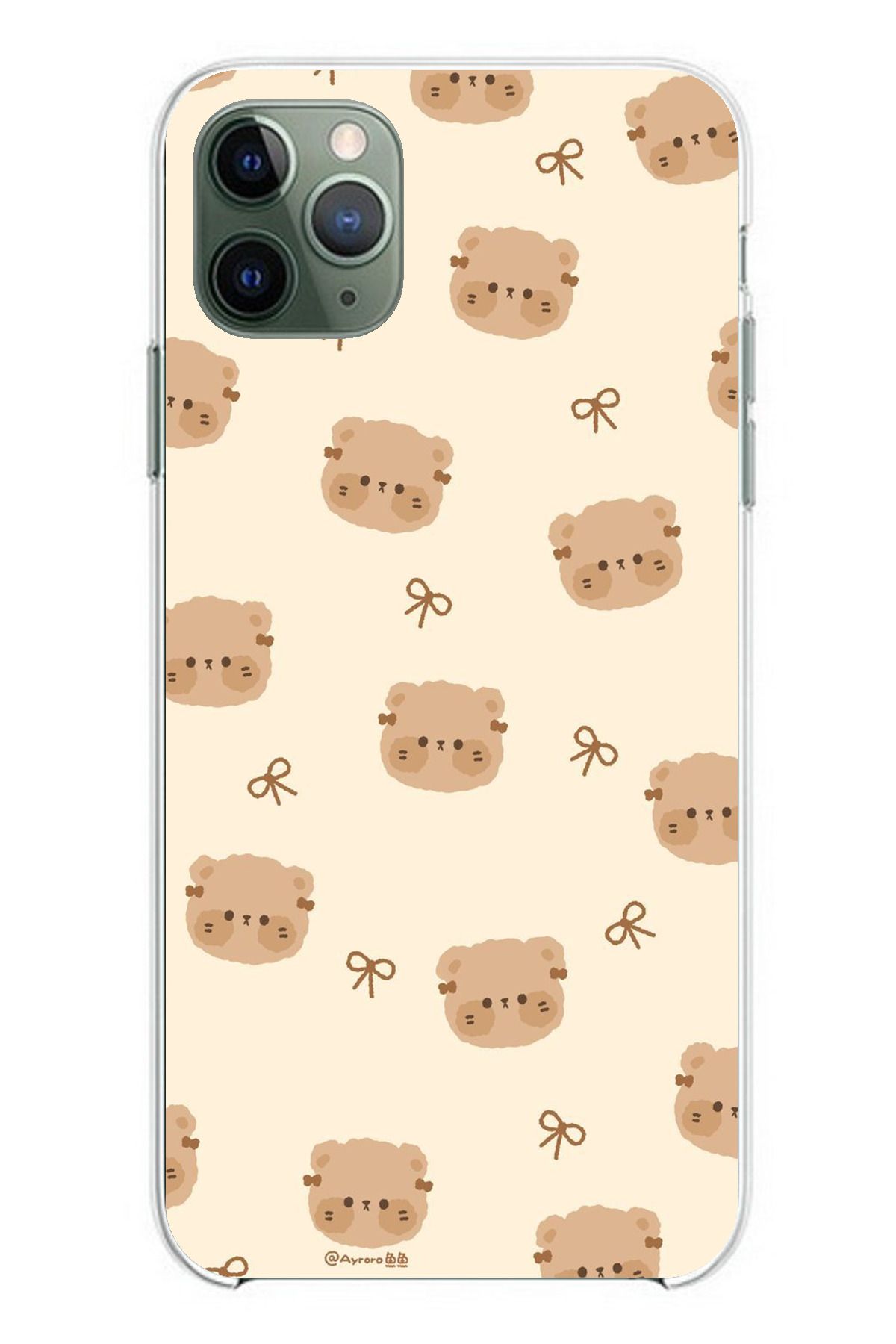 TechTree iPhone 11 PRO Uyumlu Sevimli Ayıcıklar Şeffaf Silikon Kılıf
