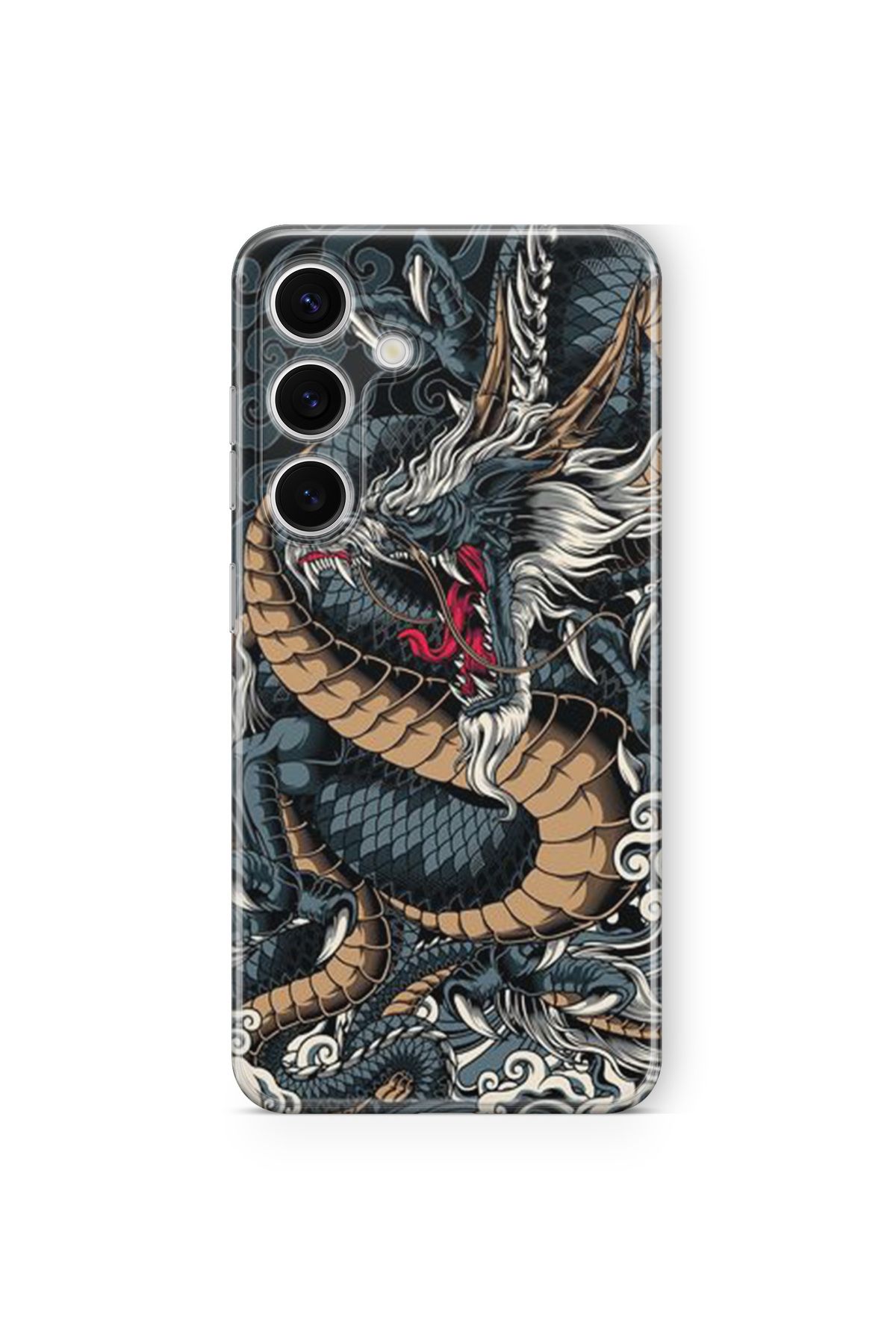 Space Star Samsung Galaxy S23 Uyumlu Dragon Tasarım Baskılı Şeffaf Kılıf