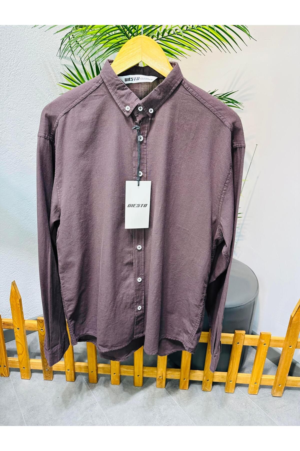 MODA FRESH PAMUK KETEN OVERSİZE GÖMLEK KAHVE