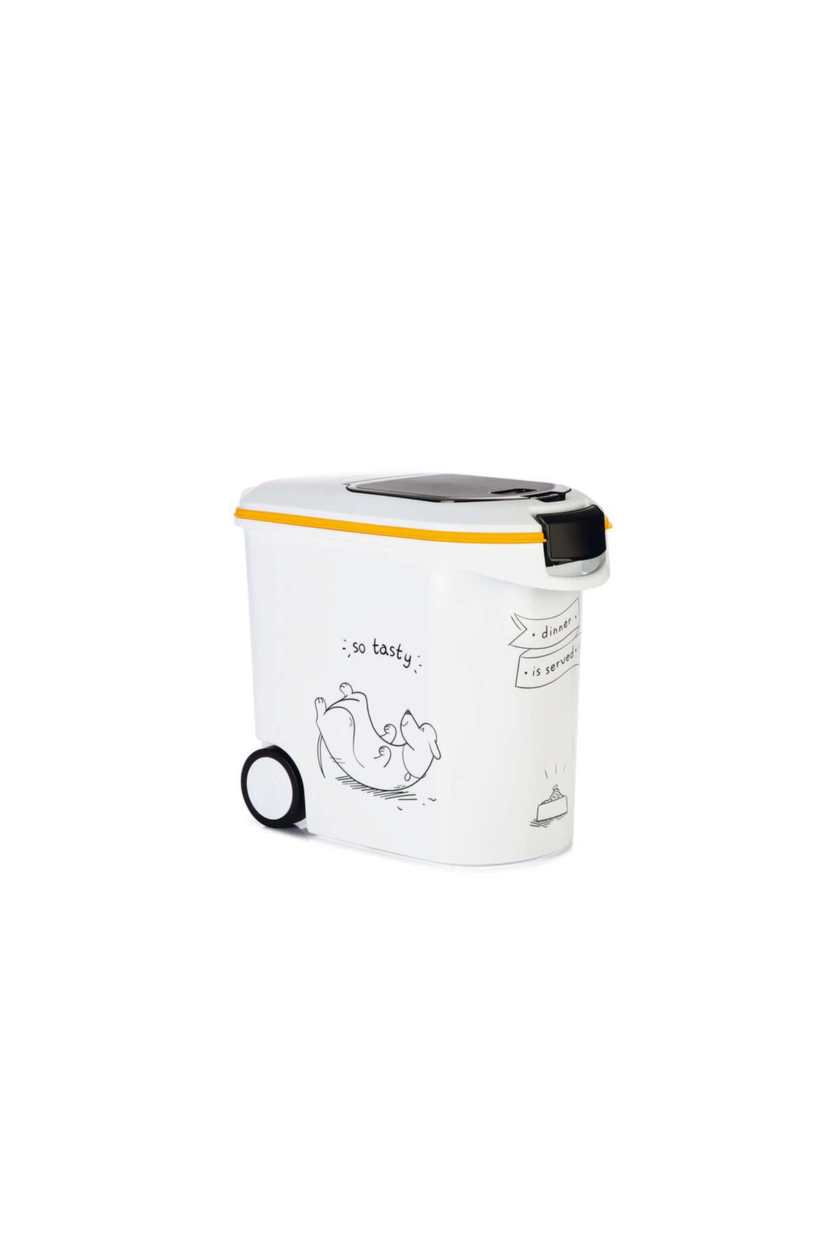 Beeztees Mama Saklama Kabı, Plastik, Tekerlekli, Özel Kapaklı, Beyaz, 35L SVLRS