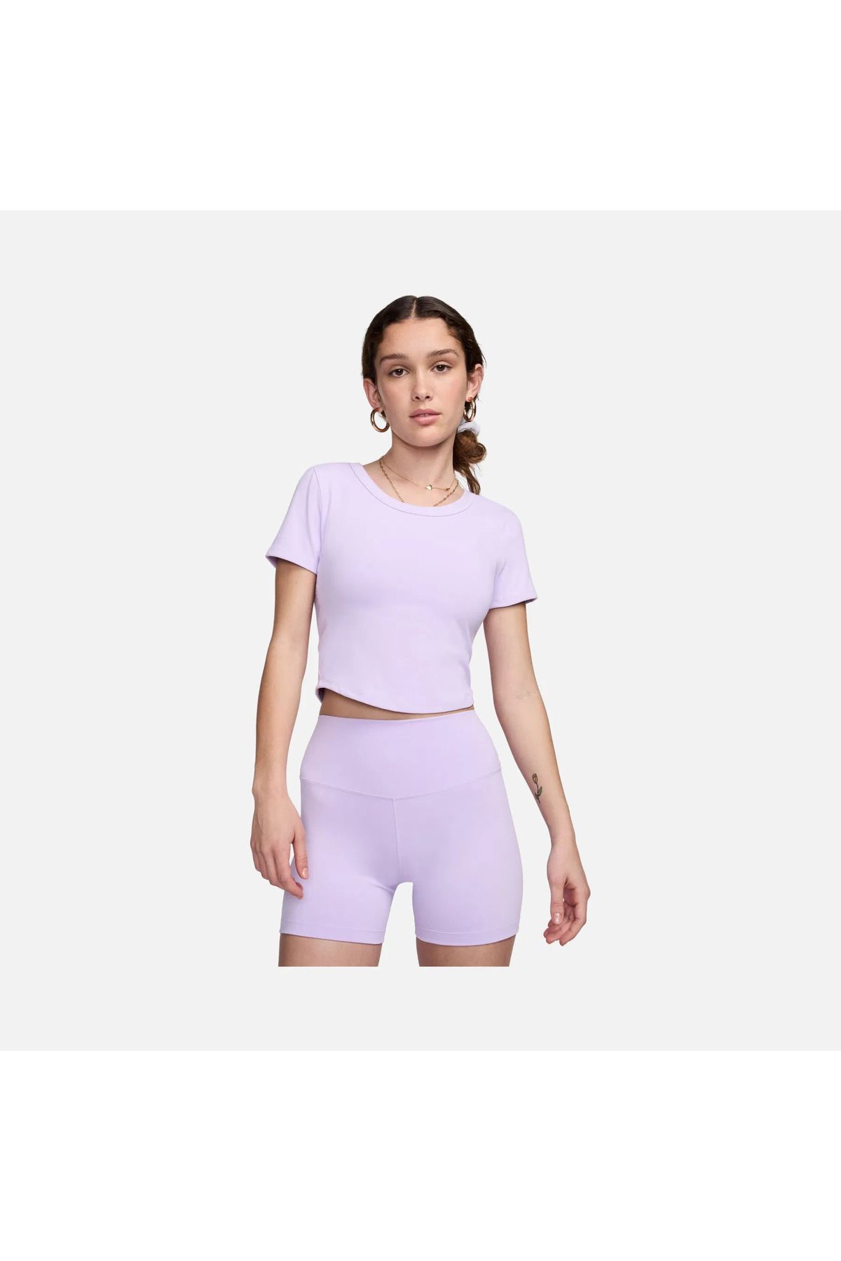 Nike One Fitted Dri-Fit Cropped Training Short-Sleeve Kadın crop mor T-shirt fn2804-512